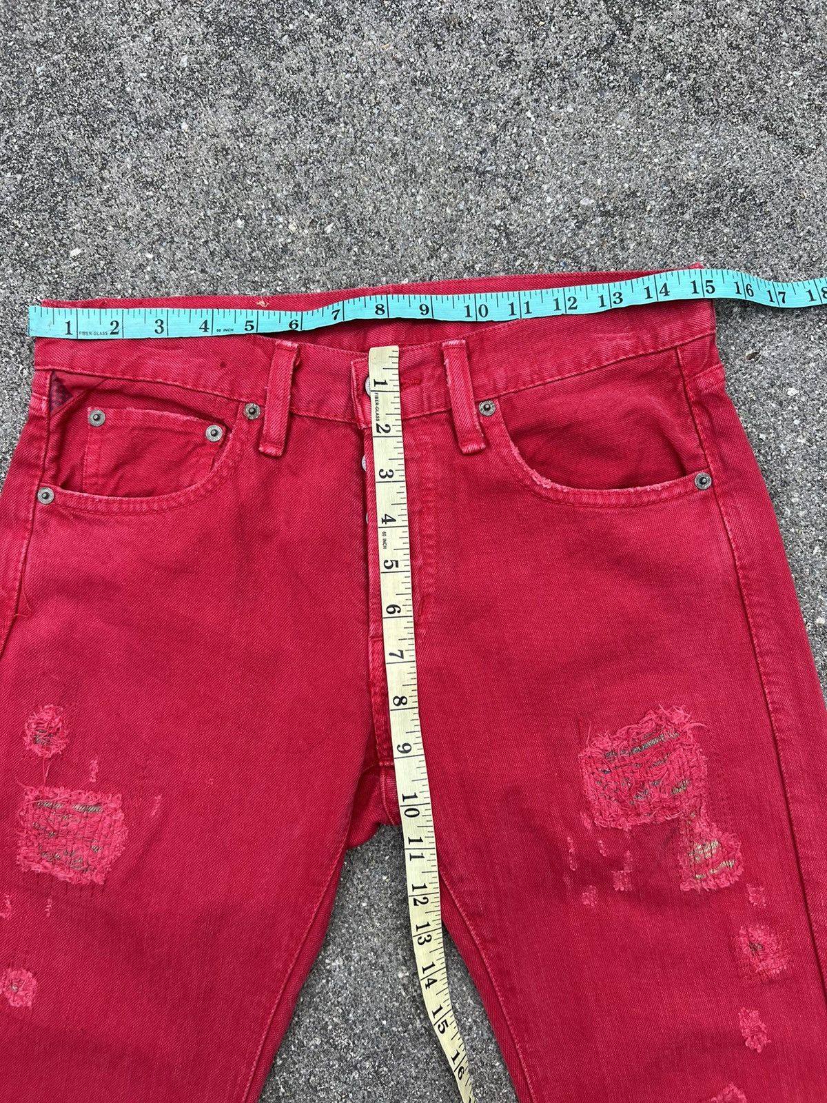Ralph Lauren Denim & Supply RL Rips Patchwork Distressed Red Denim Size US 28 / EU 44 - 19 Thumbnail