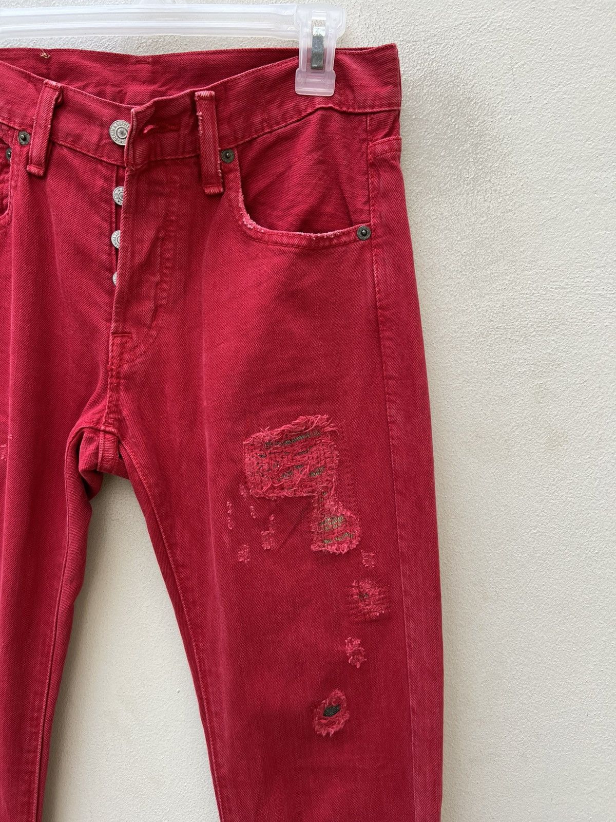 Ralph Lauren Denim & Supply RL Rips Patchwork Distressed Red Denim Size US 28 / EU 44 - 7 Thumbnail