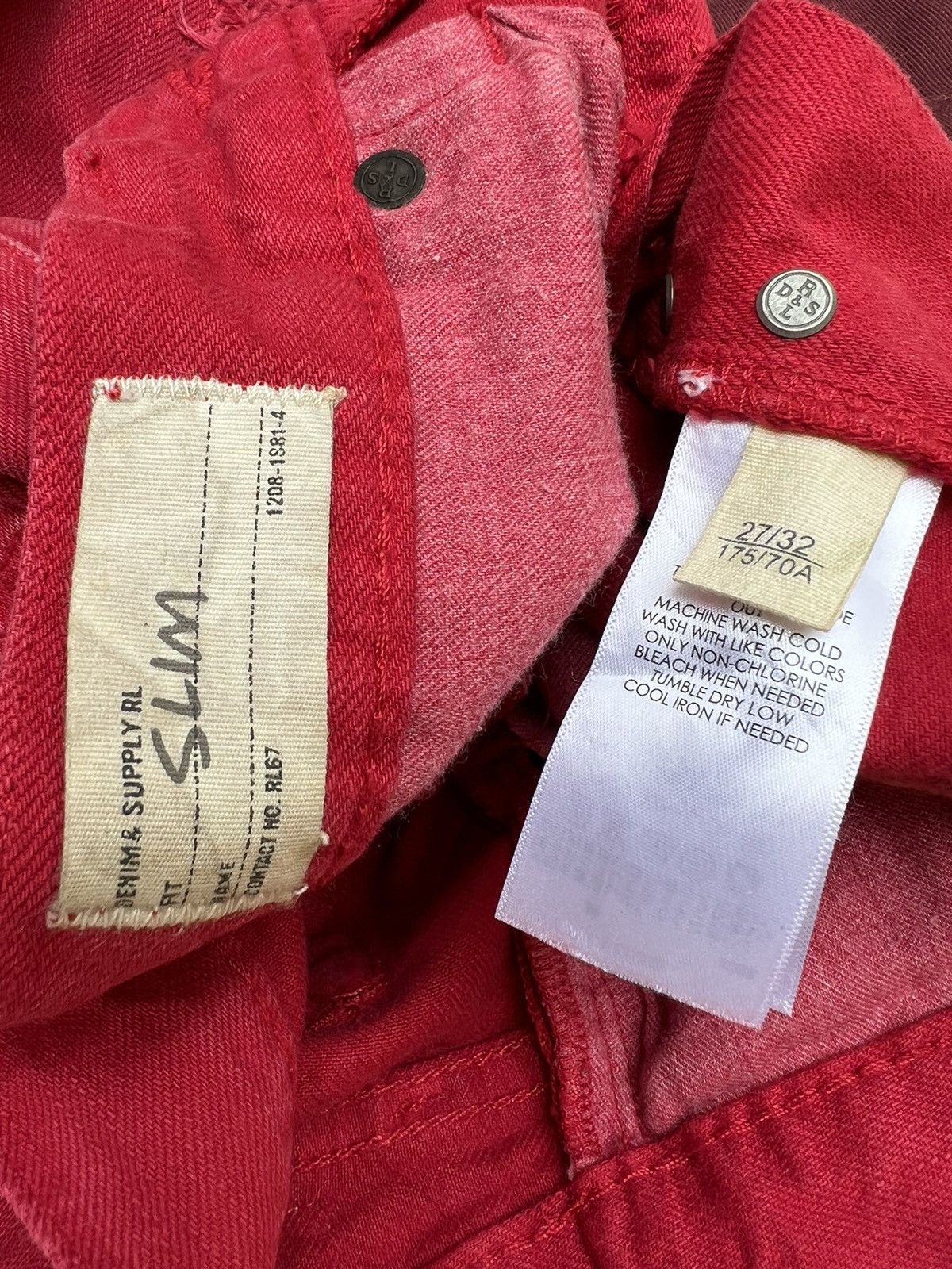 Ralph Lauren Denim & Supply RL Rips Patchwork Distressed Red Denim Size US 28 / EU 44 - 16 Thumbnail
