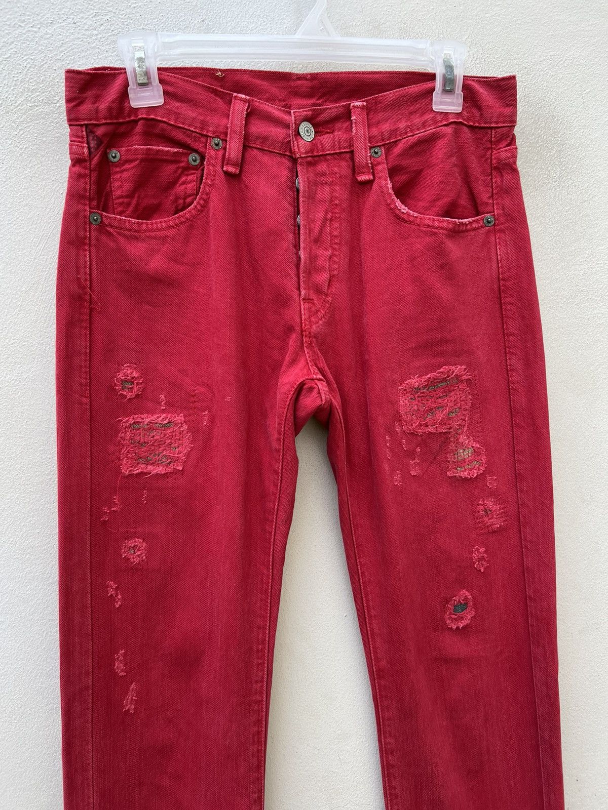 Ralph Lauren Denim & Supply RL Rips Patchwork Distressed Red Denim Size US 28 / EU 44 - 2 Thumbnail
