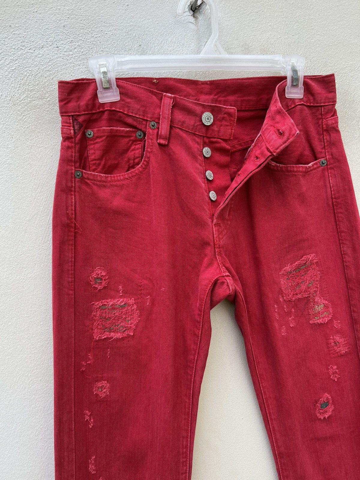 Ralph Lauren Denim & Supply RL Rips Patchwork Distressed Red Denim Size US 28 / EU 44 - 3 Thumbnail
