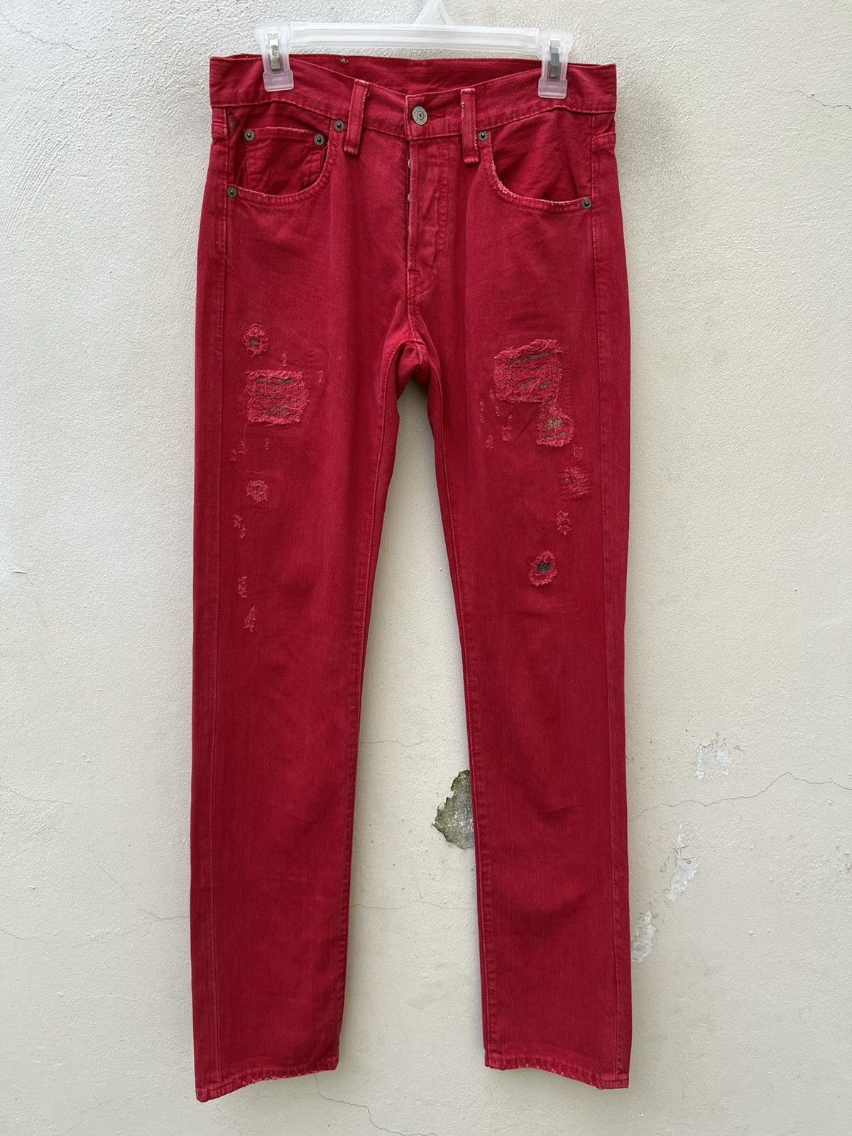 Ralph Lauren Denim & Supply RL Rips Patchwork Distressed Red Denim Size US 28 / EU 44 - 1 Thumbnail