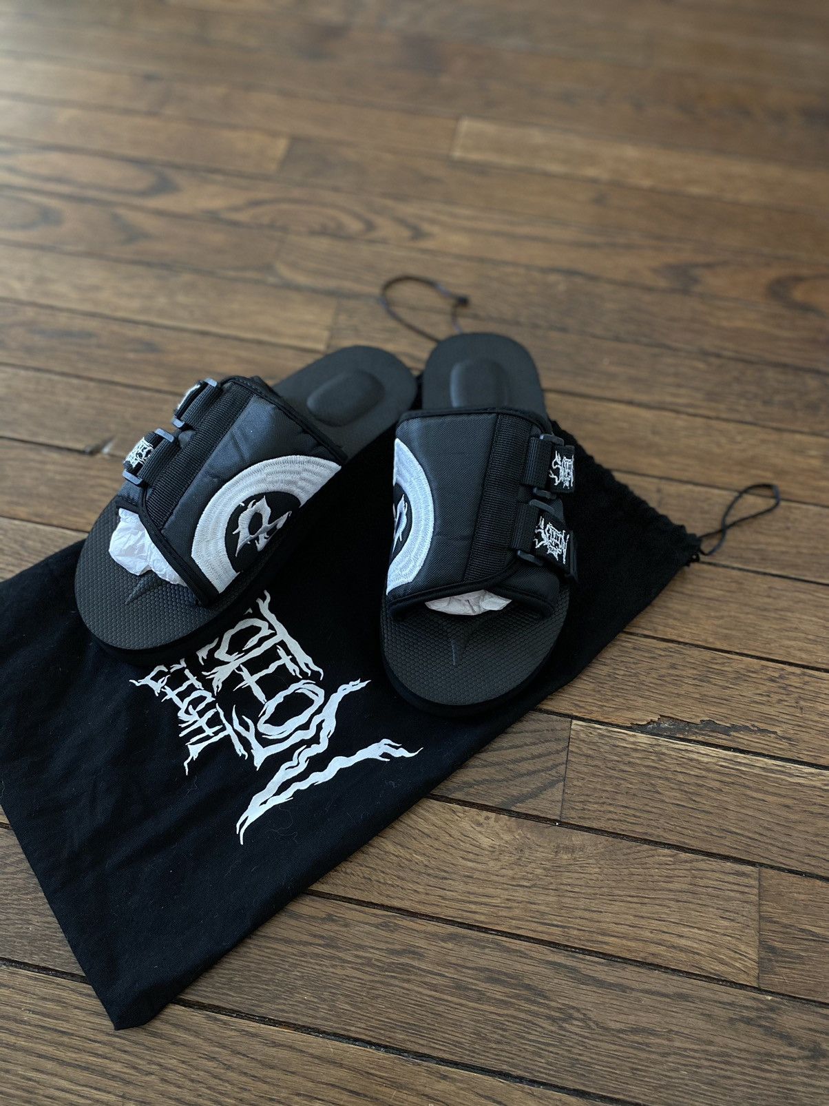 image of Section 8 Black Eight Ball Logo Sandals Size 7 Japan, Men's