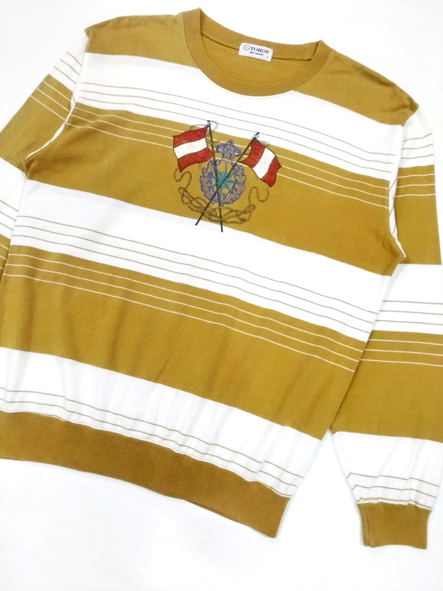 Japanese Brand × Vintage RARE! VTG TOROY SAILING GEAR STRIPES SWEATSHIRT Size US M / EU 48-50 / 2 - 4 Thumbnail