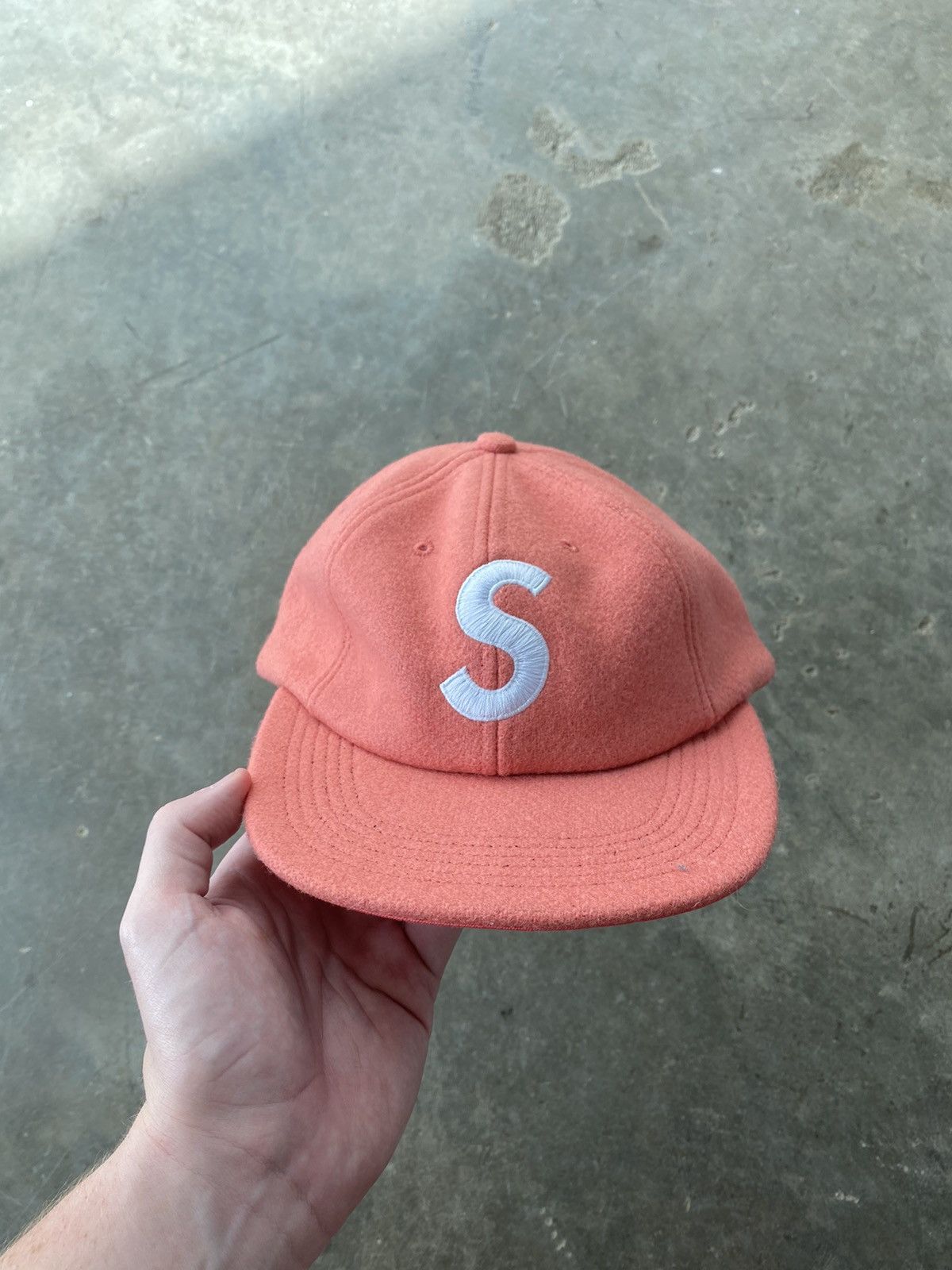 Supreme Supreme “ S “ Logo Dark Pink Wool 6 Panel Hat