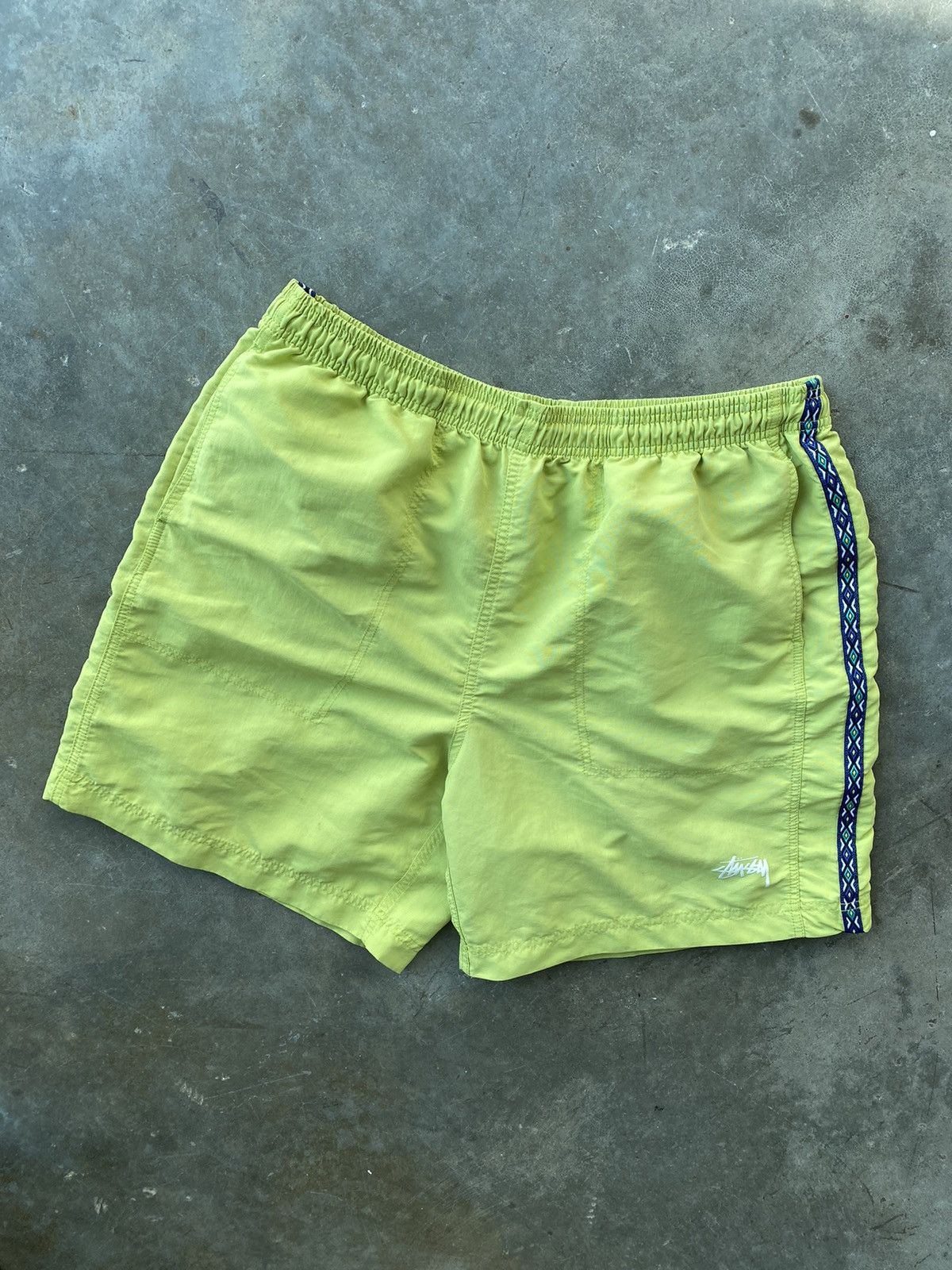 image of Stussy Tribal / Aztec Piping Stock Water Shorts Green Xl, Men's (Size 36)