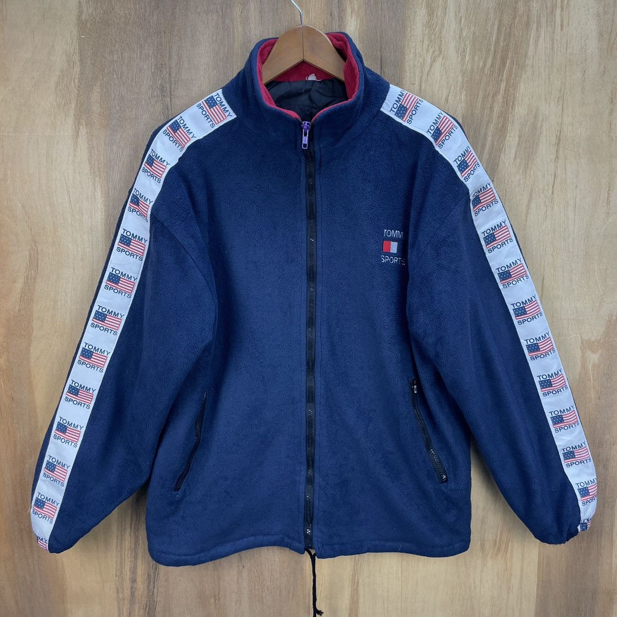 Tommy Hilfiger Vintage Tommy Sports Side Tape Fleece Jacket Size US M / EU 48-50 / 2 - 1 Thumbnail