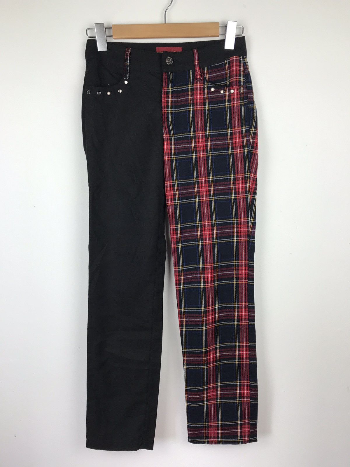 Japanese Brand Body line Combine checked pants nice design Size US 26 / EU 42 - 1 Thumbnail