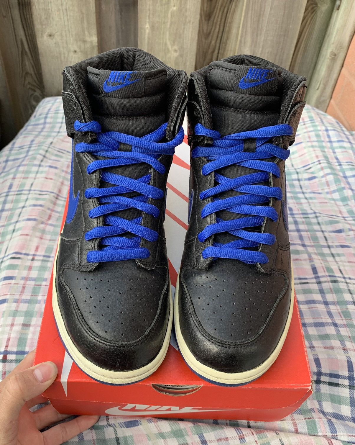 Nike Dunk High Black / Royal Blue 2012 Size US 10 / EU 43 - 2 Thumbnail