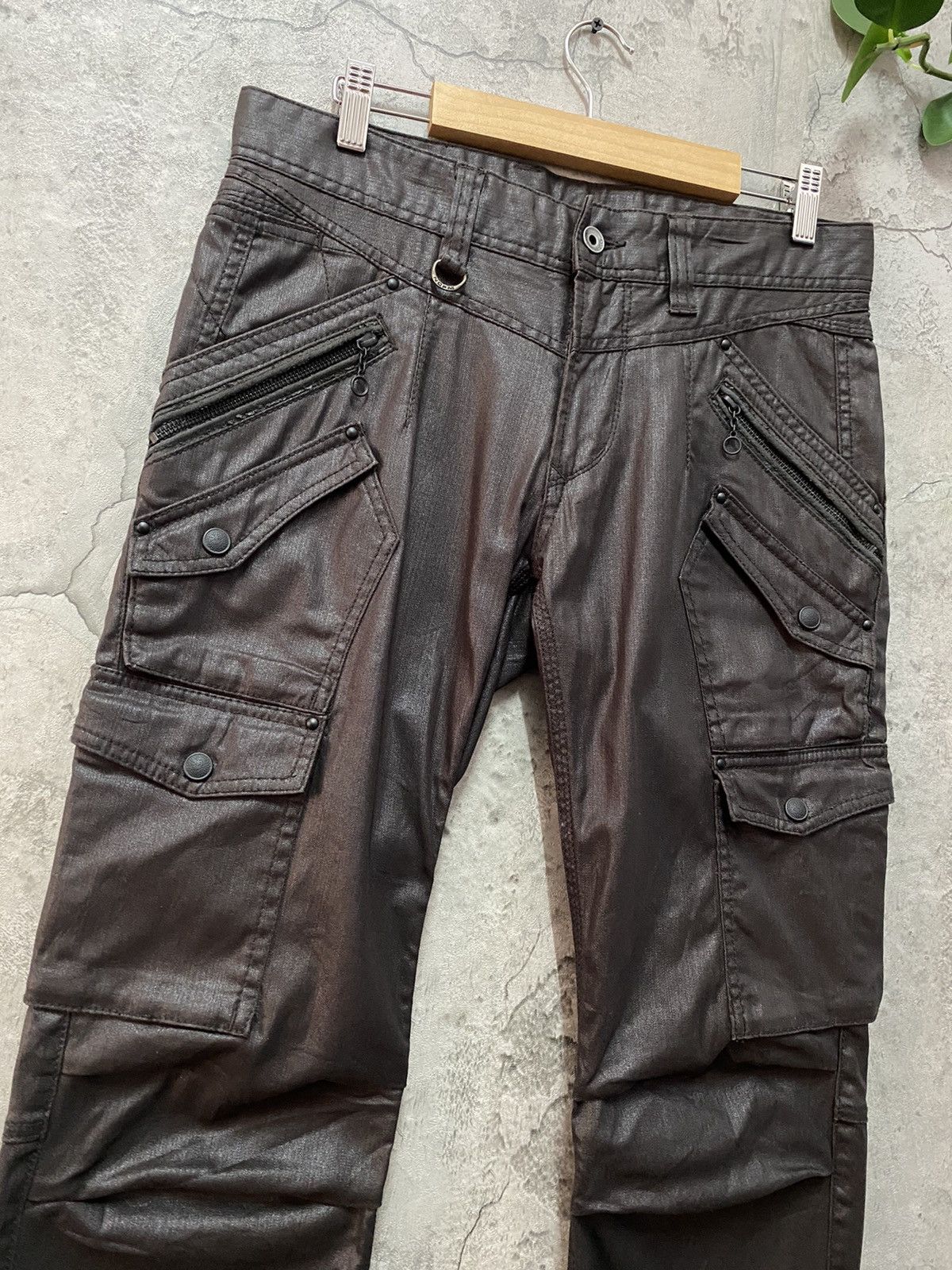 Japanese Brand × Other Nicole Club Waxed Denim Multipocket Tactical Cargo Pants Size US 31 - 6 Thumbnail