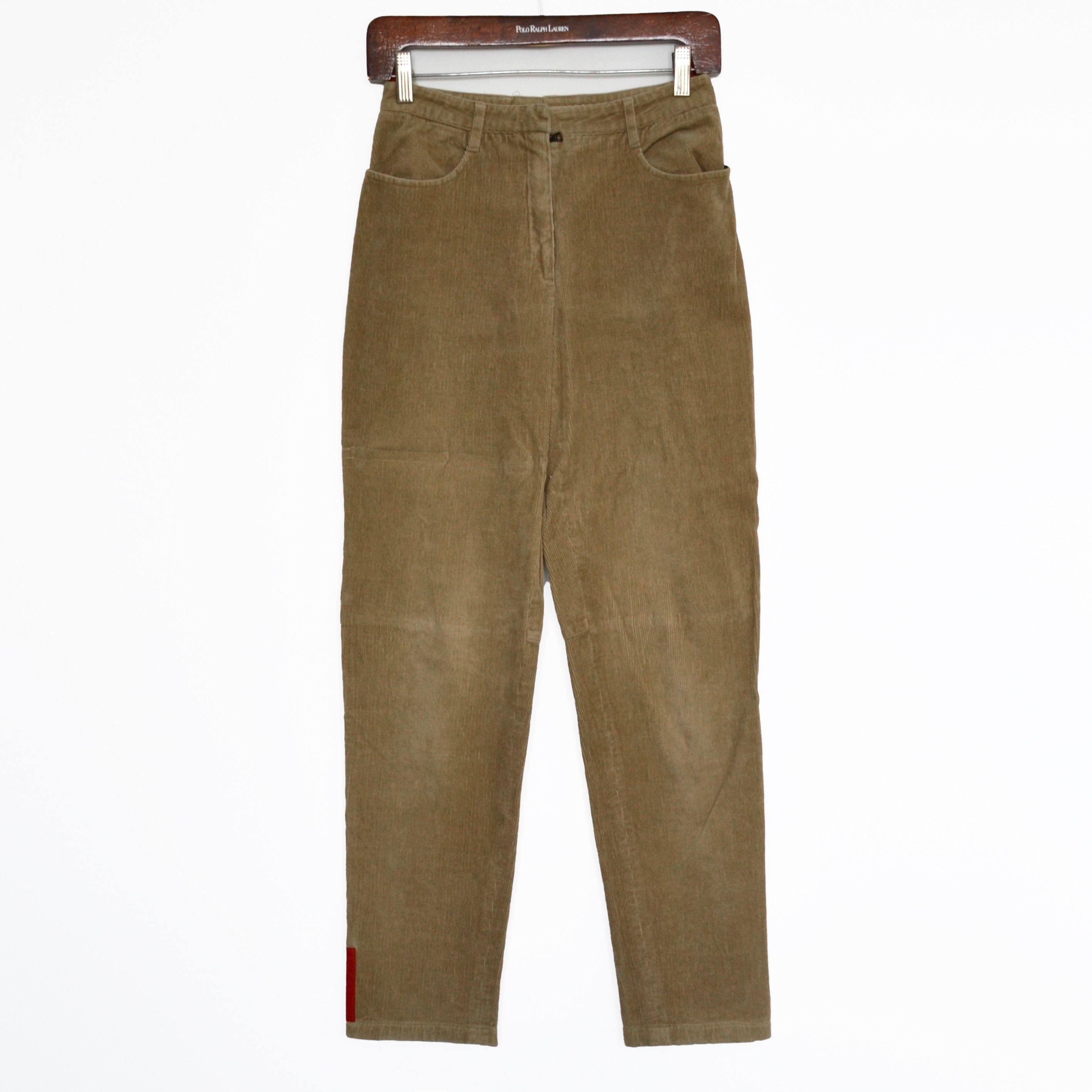 Prada 🔴 PRADA Pants Trousers Red Tab Corduroy Brown Cotton Zip Size US 26 / EU 42 - 1 Thumbnail