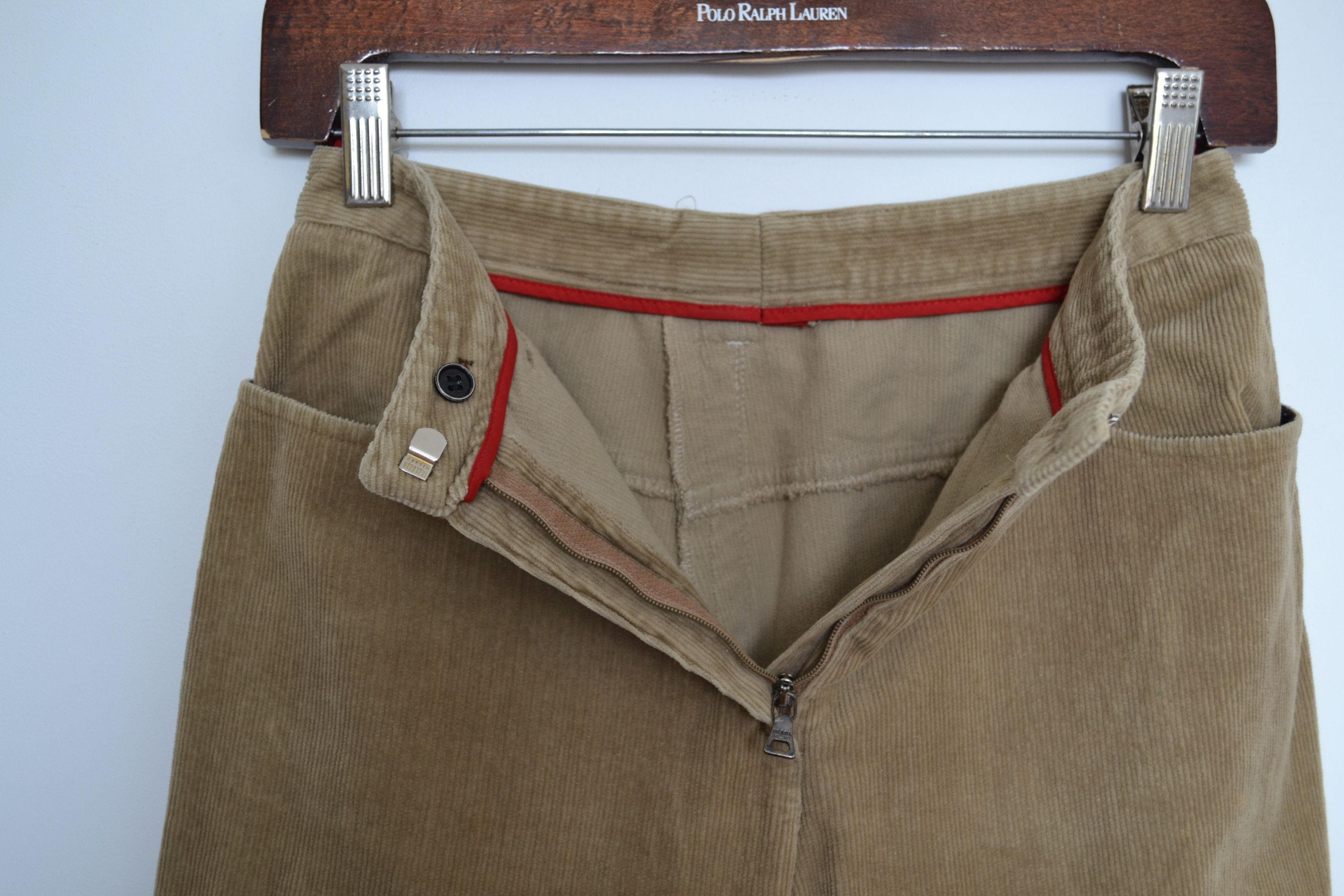Prada 🔴 PRADA Pants Trousers Red Tab Corduroy Brown Cotton Zip Size US 26 / EU 42 - 4 Thumbnail