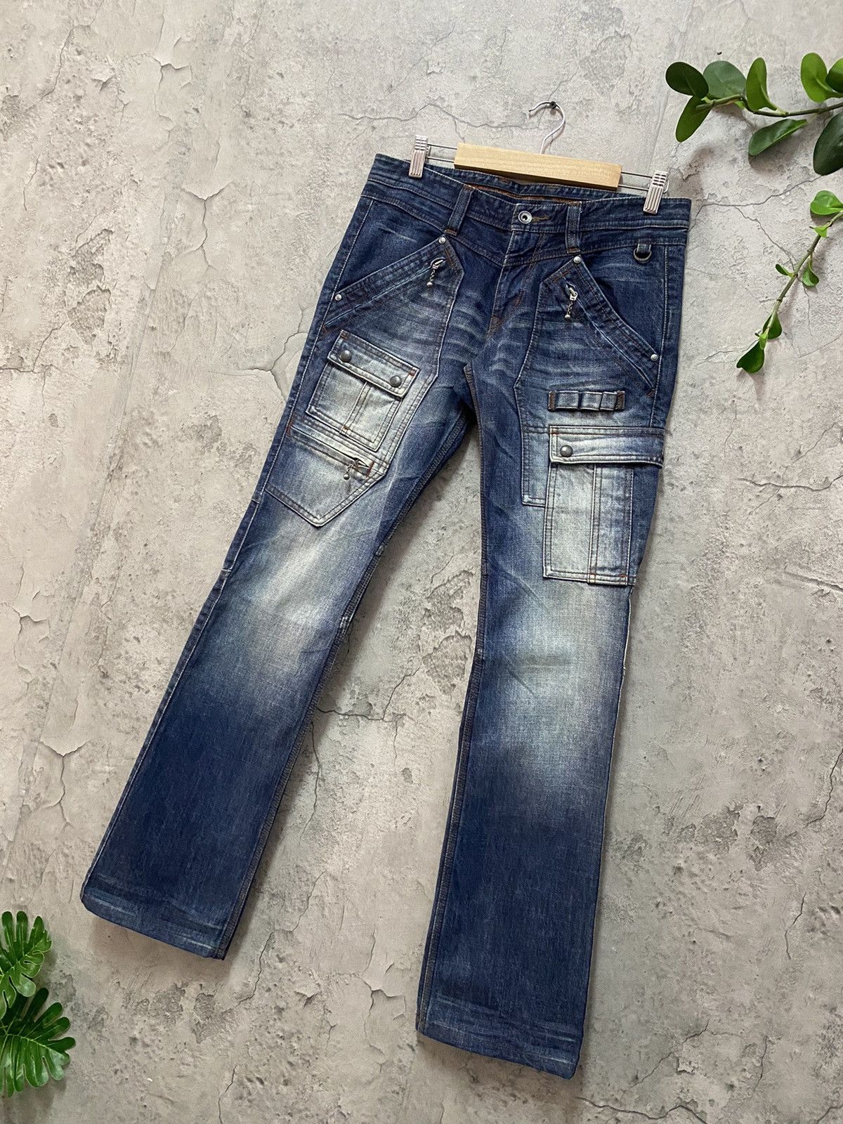 GOSTAR DE FUGA Nicole Elaborate Cargo Tactical Bush Pocket Flared Denim Size US 30 / EU 46 - 3 Thumbnail