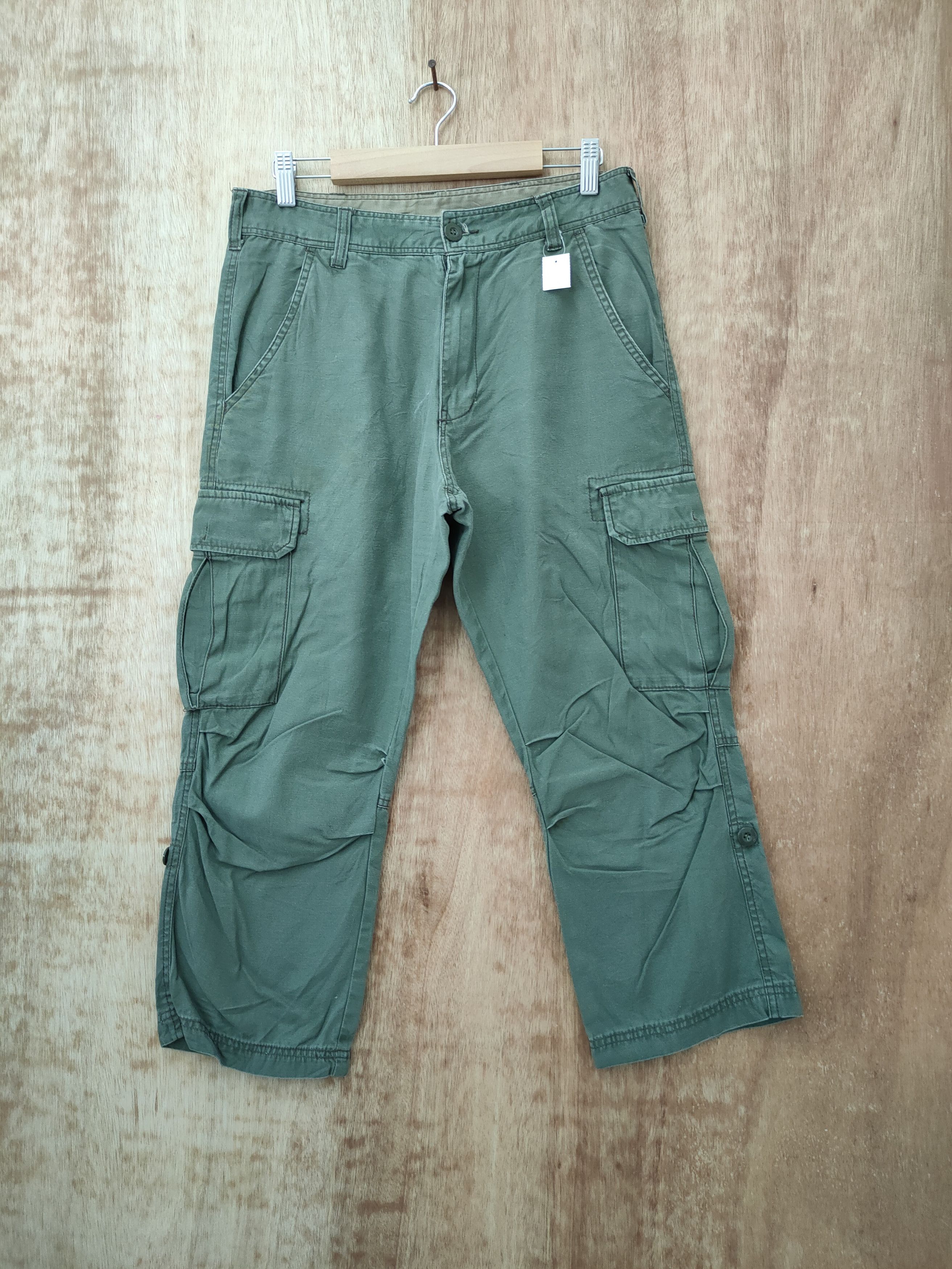 Japanese Brand DLL Panaspur green multi pocket cropped cargo pants #46-222 Size US 30 / EU 46 - 1 Thumbnail