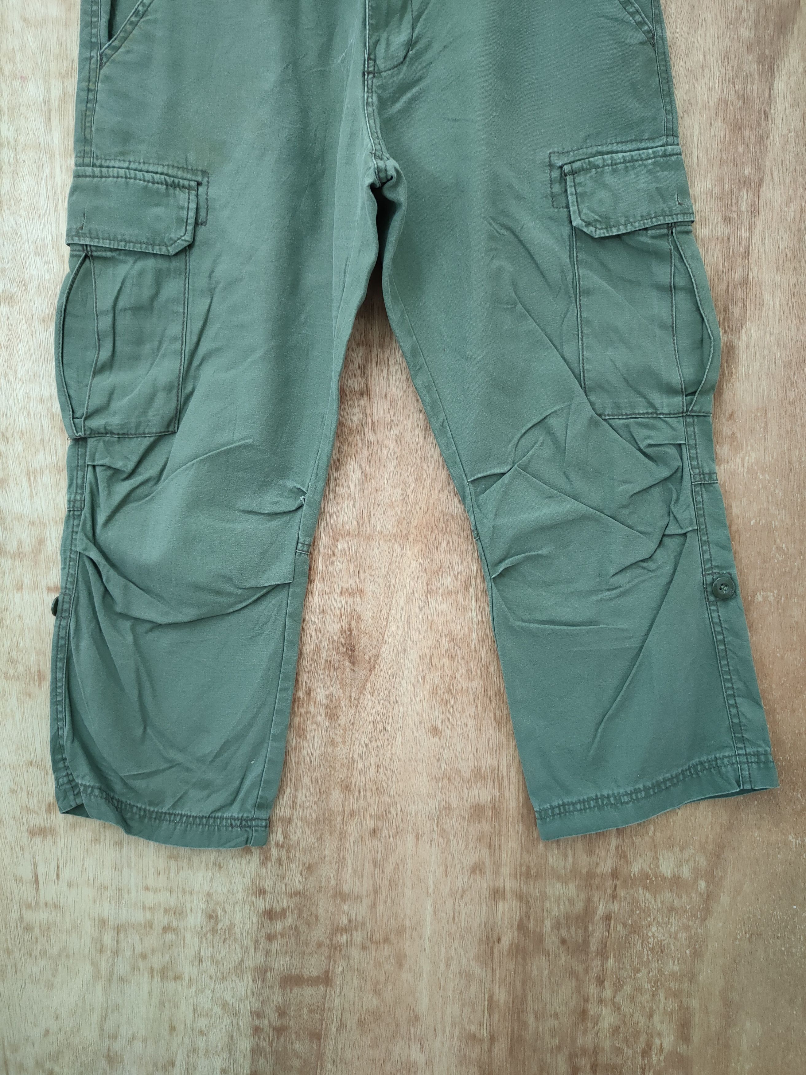 Japanese Brand DLL Panaspur green multi pocket cropped cargo pants #46-222 Size US 30 / EU 46 - 2 Thumbnail