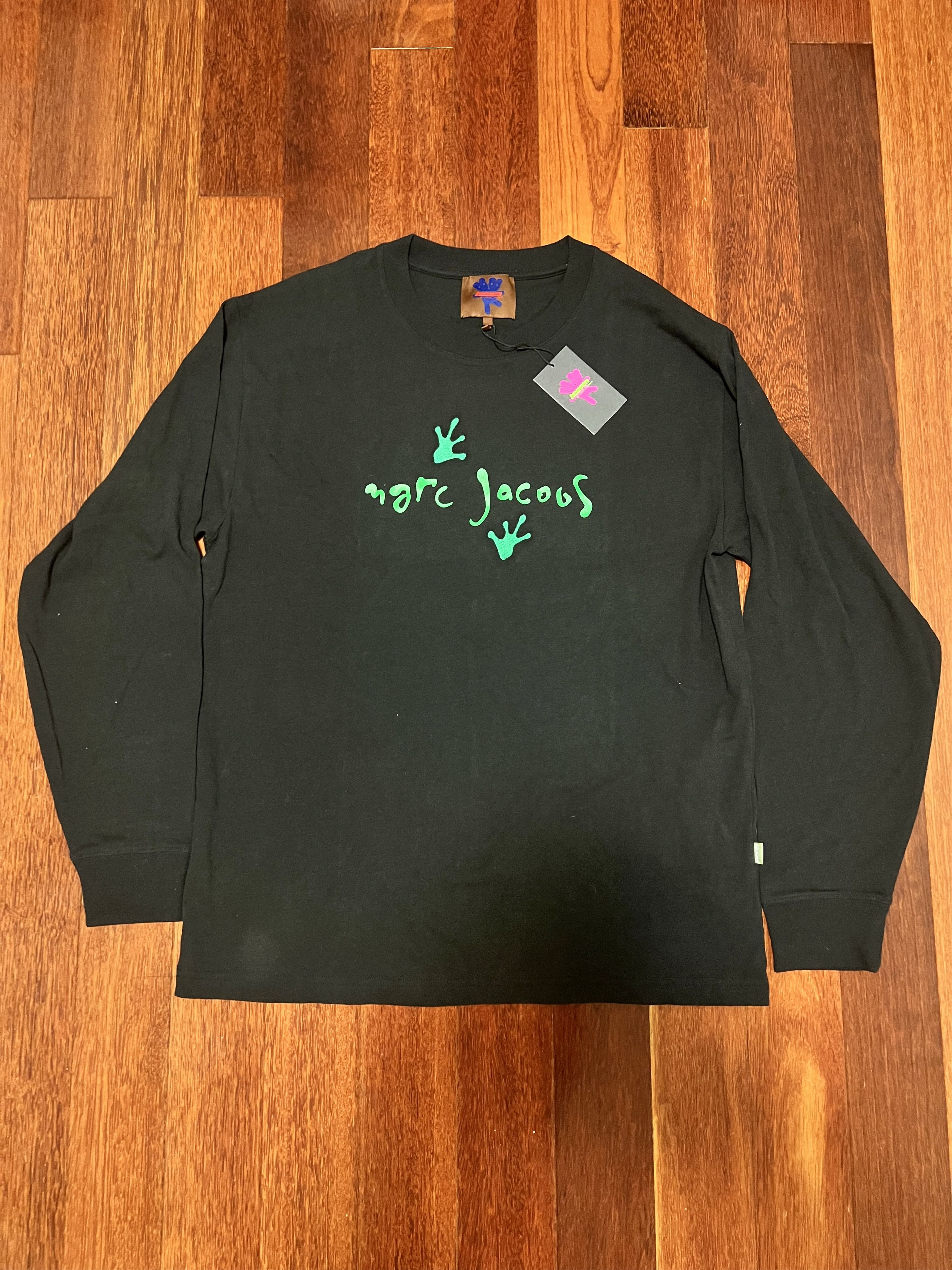 image of Heaven By Marc Jacobs Frog Footsteps Black Longsleeve, Men's (Size Large)