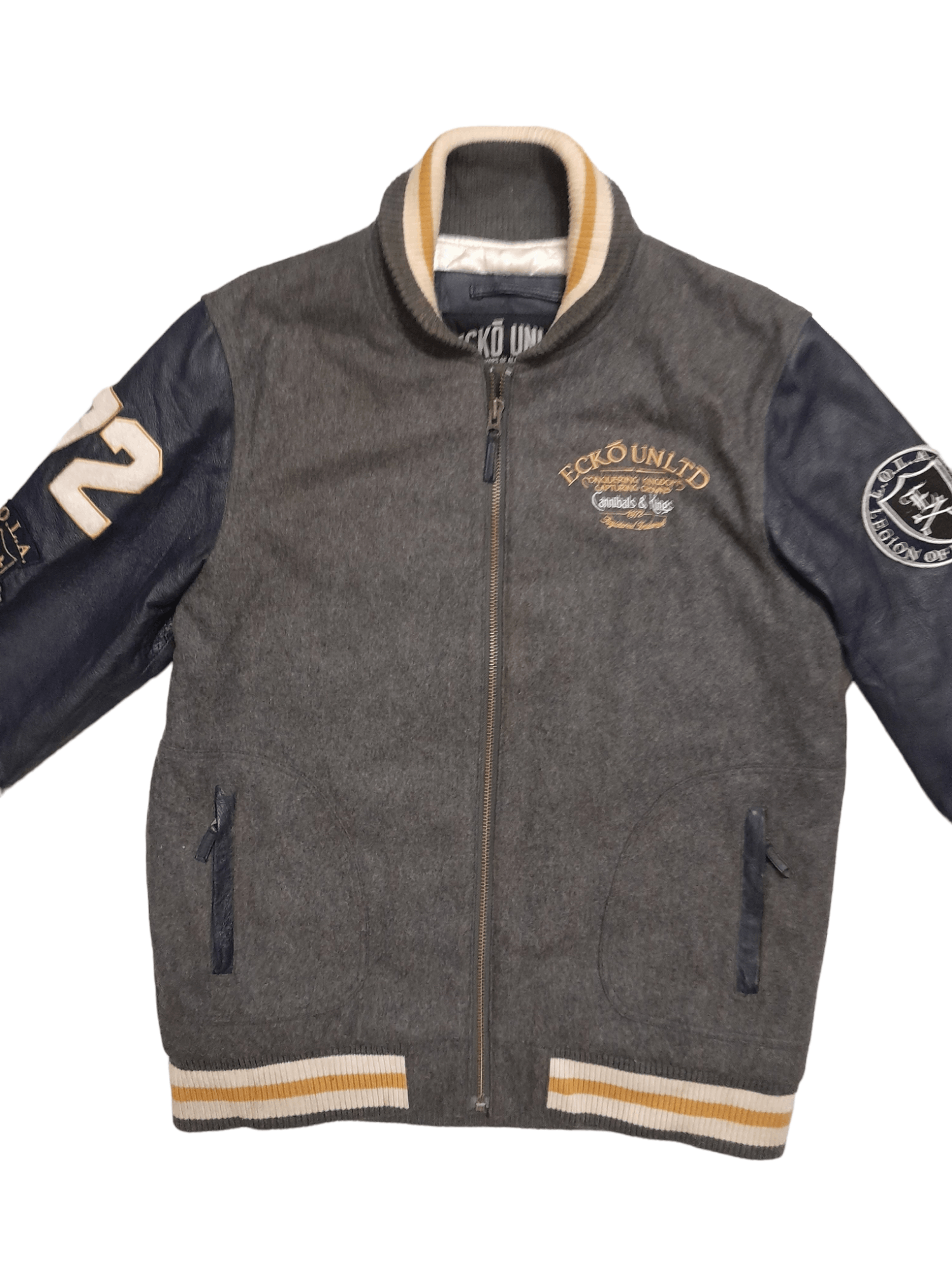 Ecko Unltd. × Leather Ecko Unltd. Leather Varsity Jacket Oversized (E868) Size US XXL / EU 58 / 5 - 2 Thumbnail