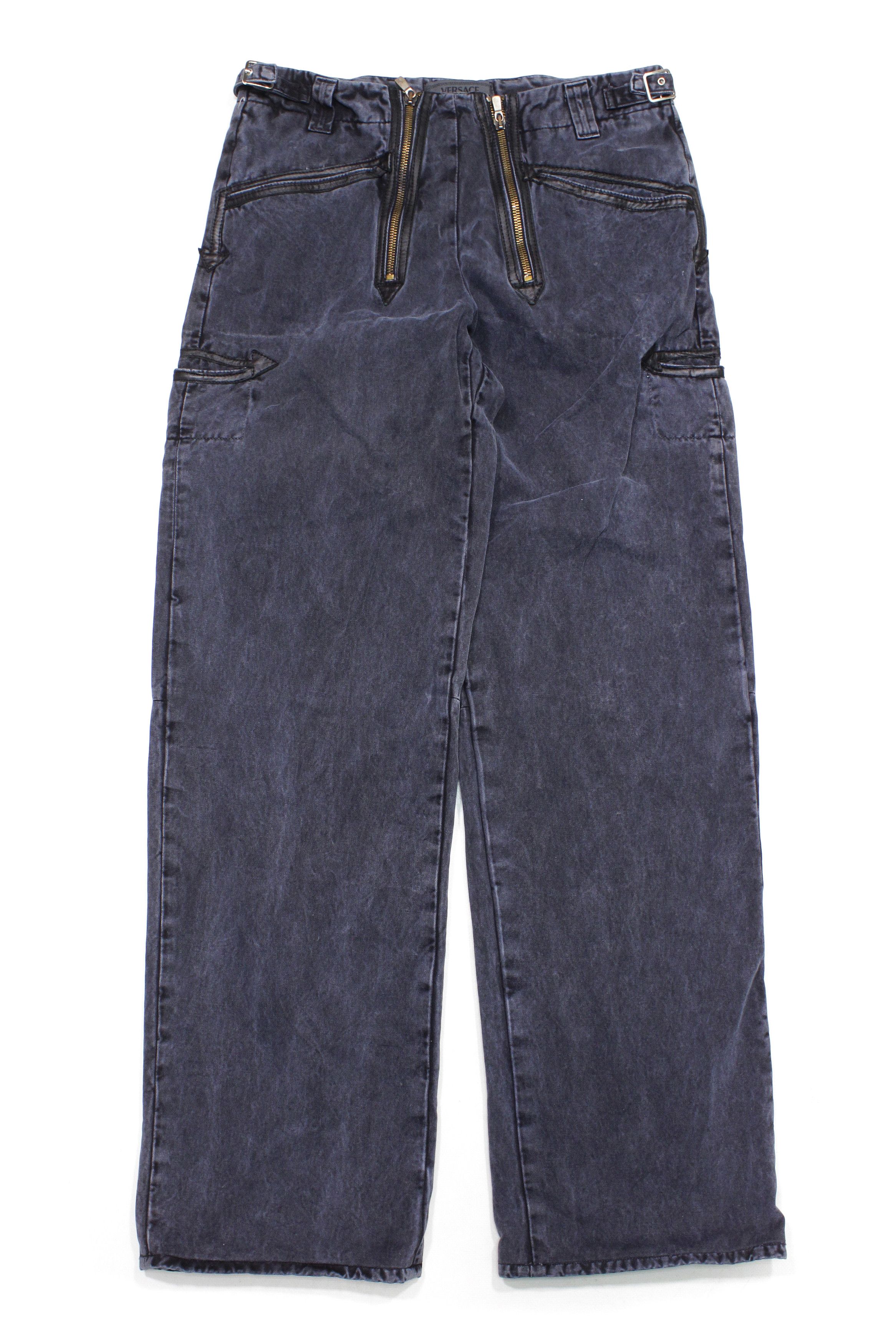 image of Versace x Versace Jeans Couture 90's Garment Dyed Zip Pants Vintage in Grey, Men's (Size 30)