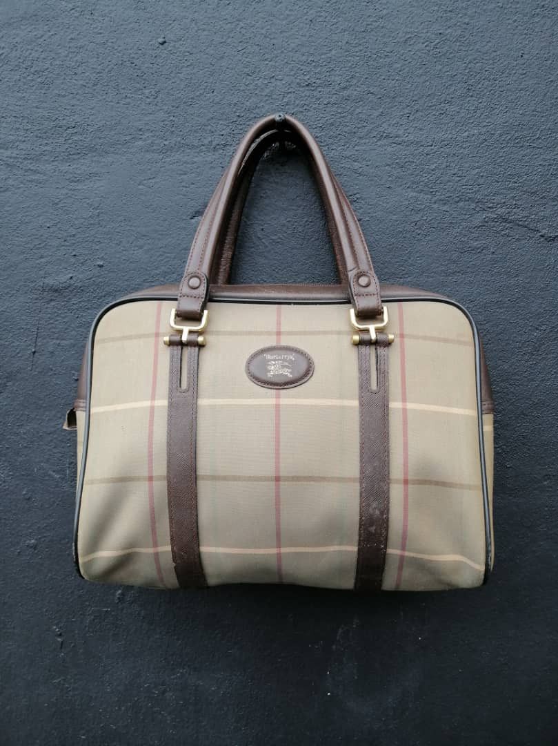 Burberry Burberry Plaid Canvas Boston Handbag Size ONE SIZE - 1 Thumbnail