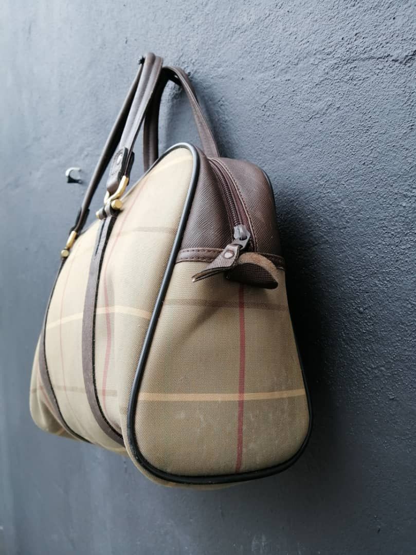 Burberry Burberry Plaid Canvas Boston Handbag Size ONE SIZE - 6 Thumbnail