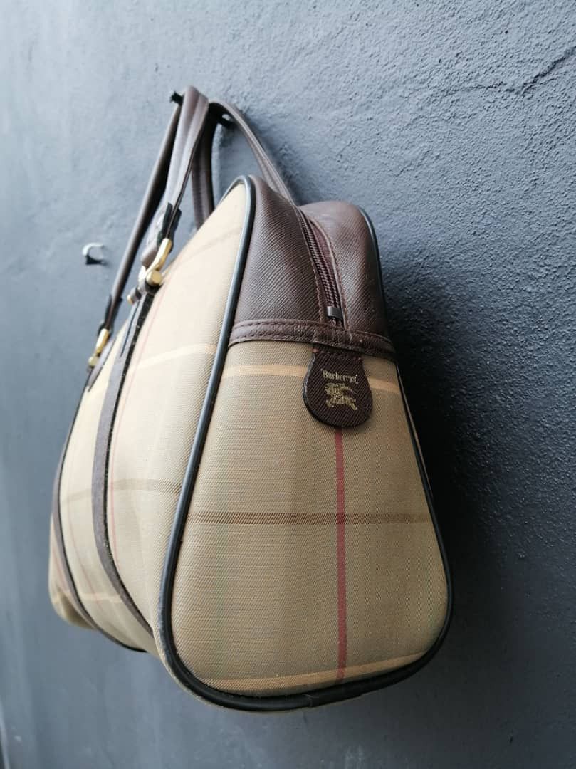 Burberry Burberry Plaid Canvas Boston Handbag Size ONE SIZE - 5 Thumbnail