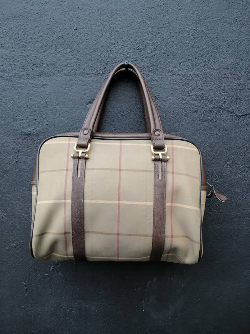 Burberry Burberry Plaid Canvas Boston Handbag Size ONE SIZE - 3 Thumbnail
