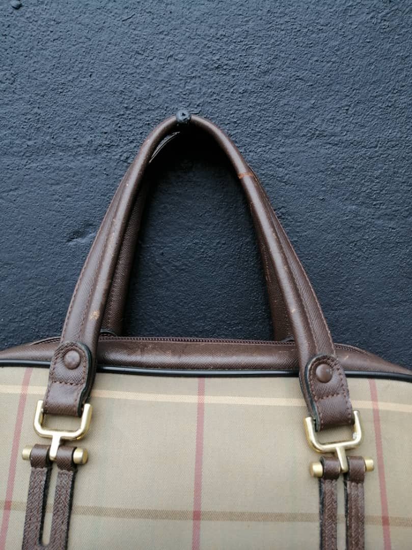 Burberry Burberry Plaid Canvas Boston Handbag Size ONE SIZE - 4 Thumbnail