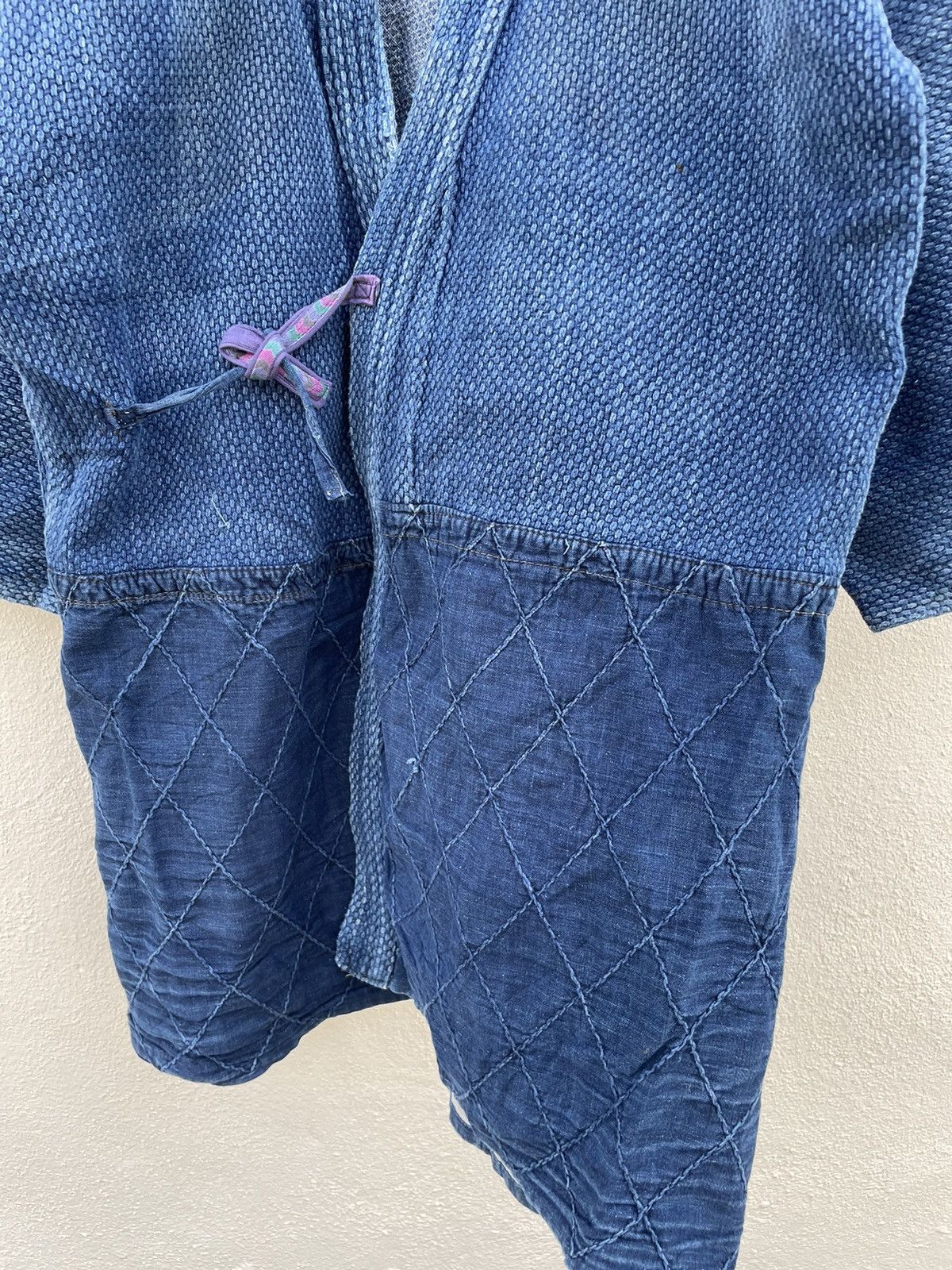 Indigo × Japanese Brand vintage Kimono Indigo Sashiko Faded Boro Stitching Cardigan Size US M / EU 48-50 / 2 - 3 Thumbnail