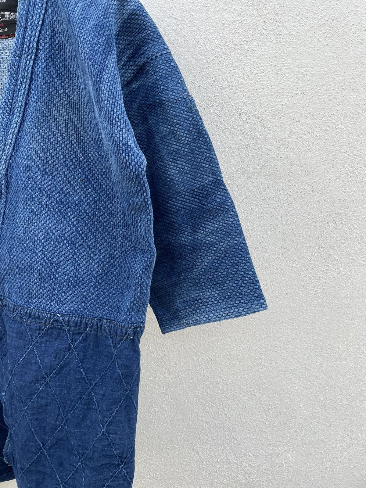 Indigo × Japanese Brand vintage Kimono Indigo Sashiko Faded Boro Stitching Cardigan Size US M / EU 48-50 / 2 - 4 Thumbnail