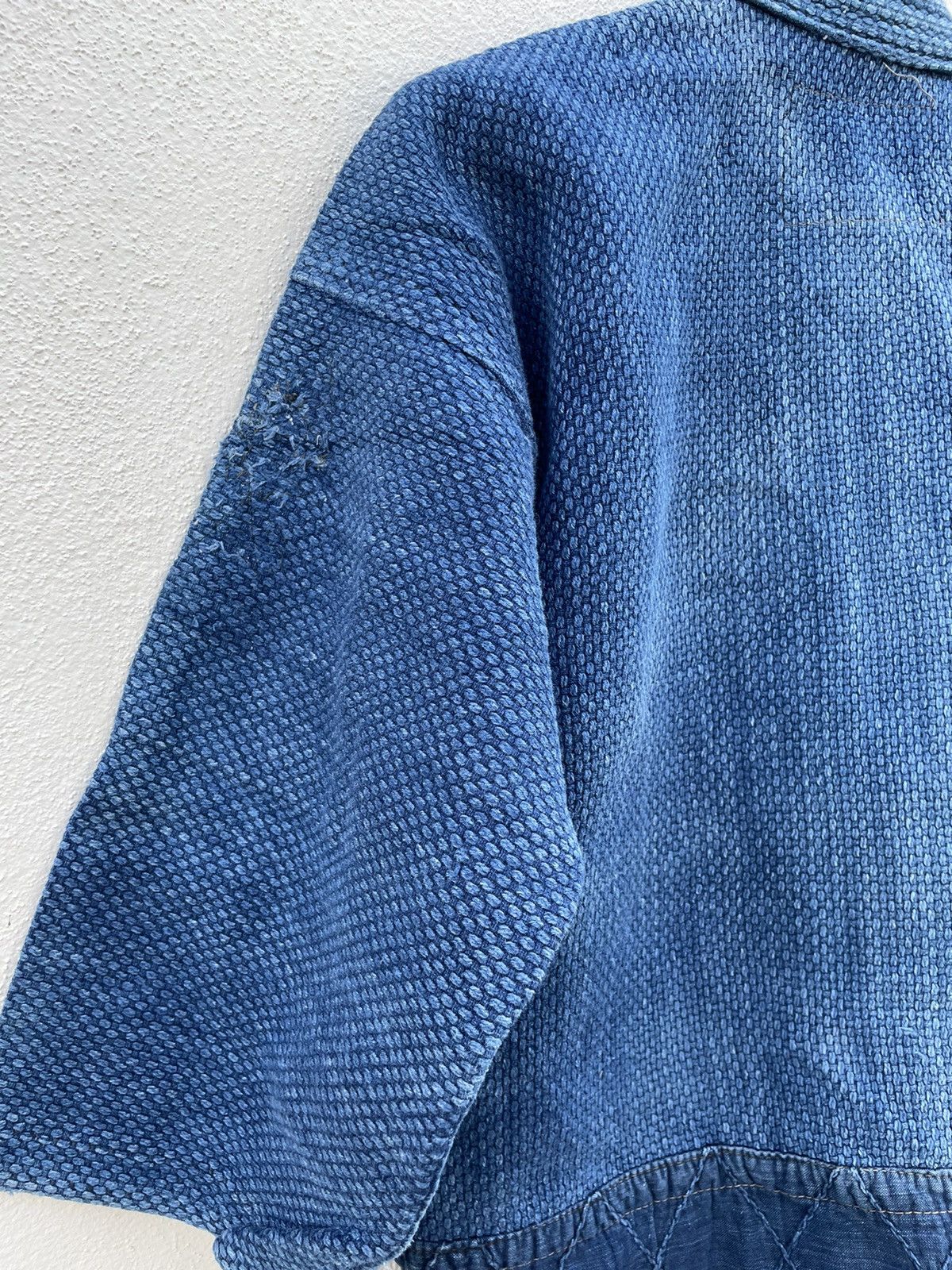 Indigo × Japanese Brand vintage Kimono Indigo Sashiko Faded Boro Stitching Cardigan Size US M / EU 48-50 / 2 - 9 Thumbnail