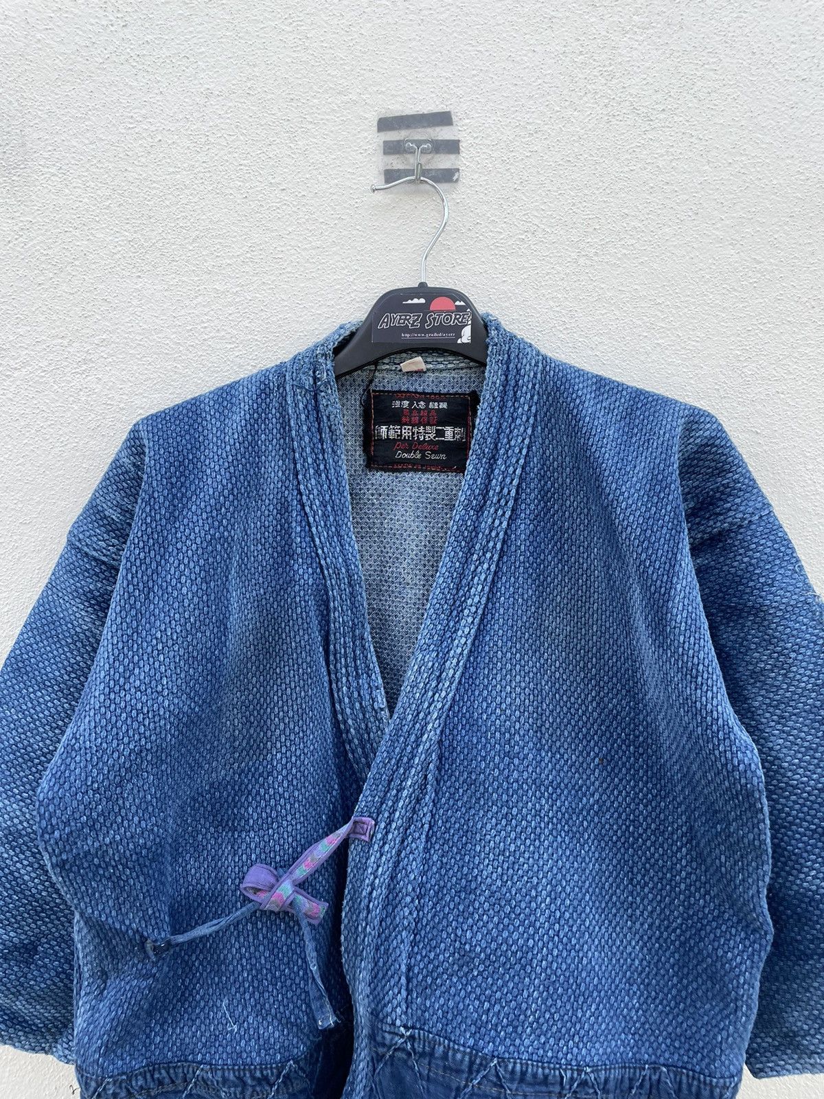 Indigo × Japanese Brand vintage Kimono Indigo Sashiko Faded Boro Stitching Cardigan Size US M / EU 48-50 / 2 - 2 Thumbnail