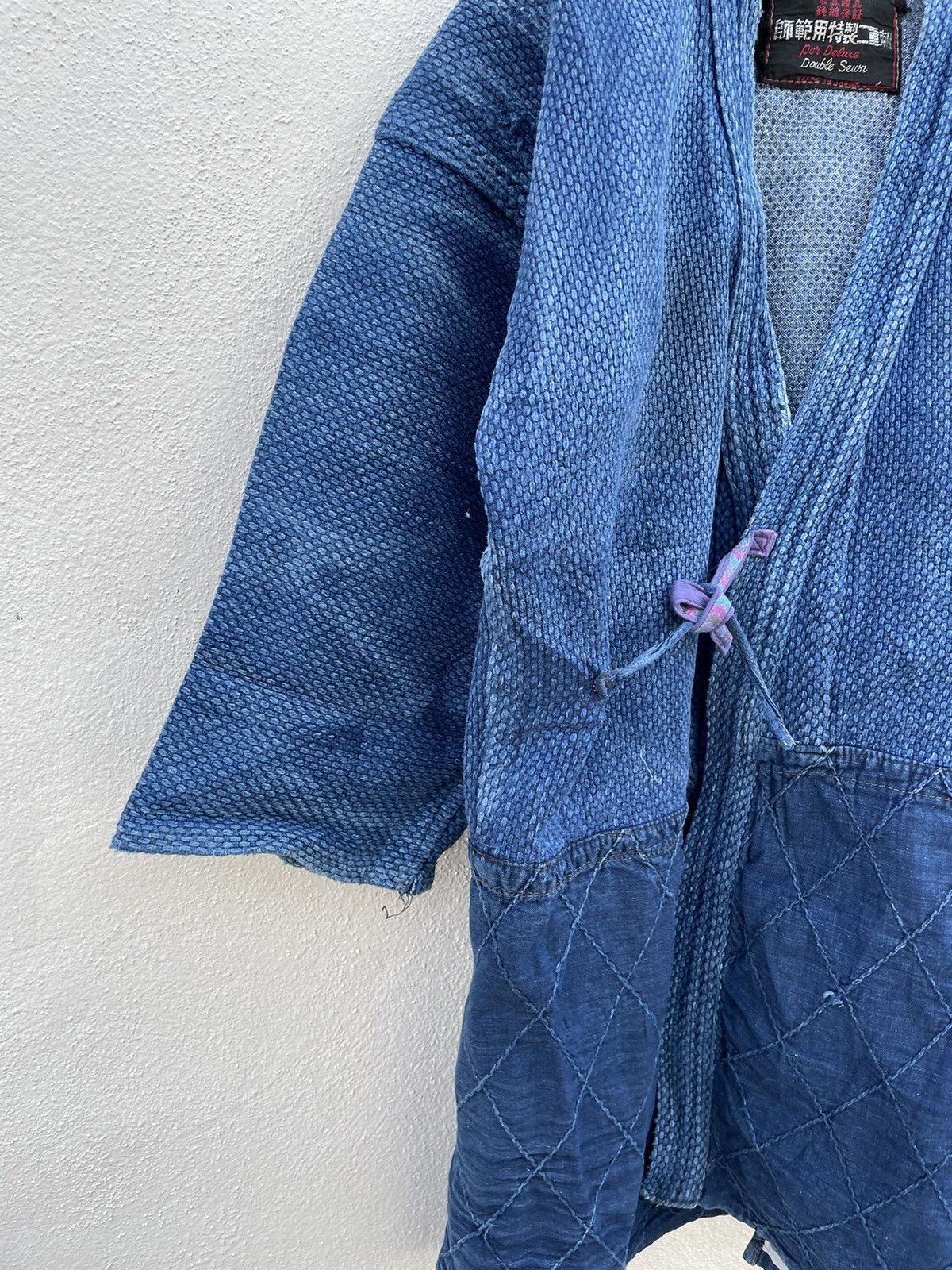 Indigo × Japanese Brand vintage Kimono Indigo Sashiko Faded Boro Stitching Cardigan Size US M / EU 48-50 / 2 - 5 Thumbnail