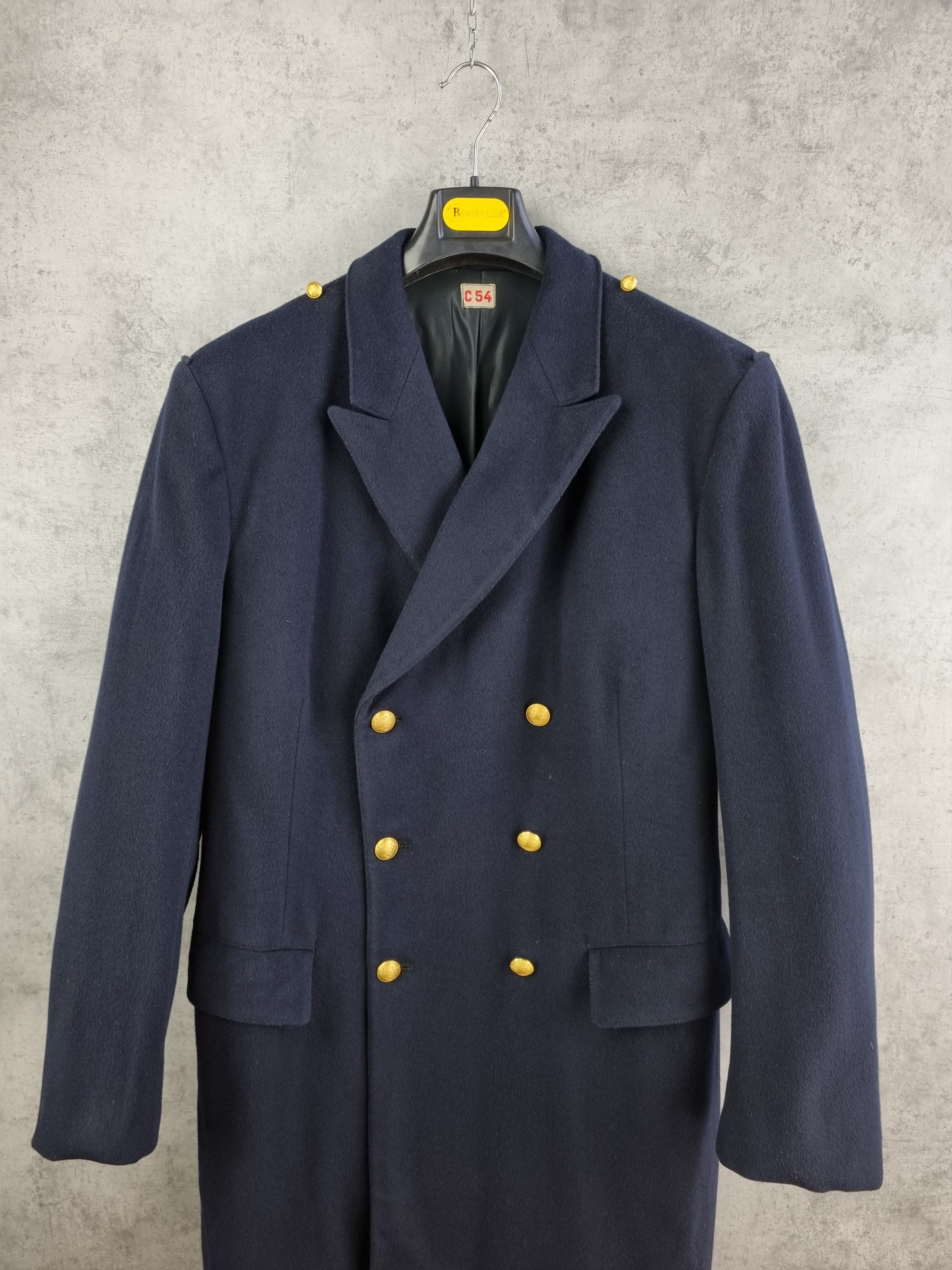 Vintage 80s Military Swedish Army Navy Wool Coat Double Breasted Size US L / EU 52-54 / 3 - 2 Thumbnail