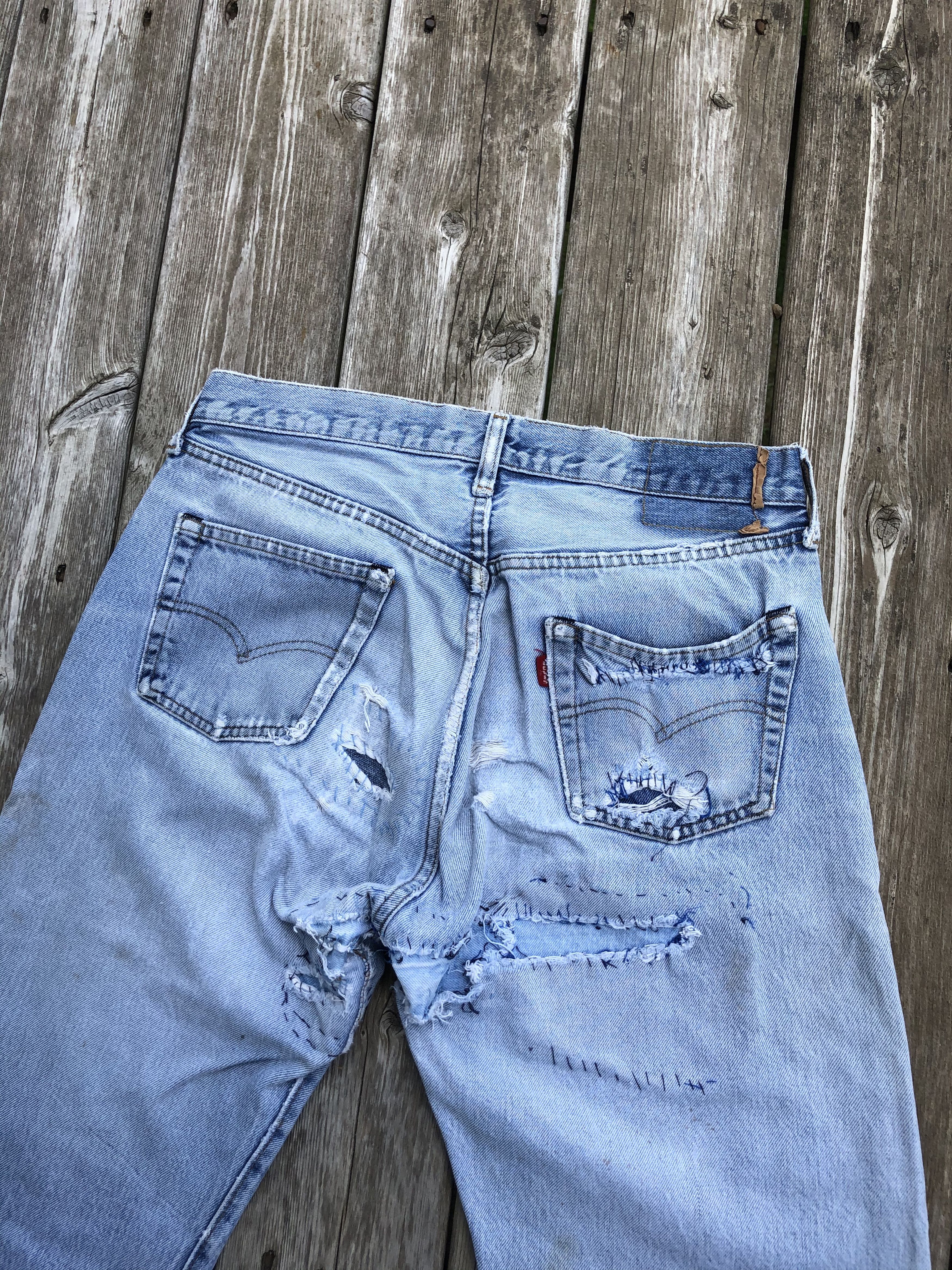 image of Levis x Vintage 1980S Levi's 501 Repaired Redline Selvedge Jeans in Blue, Men's (Size 30)