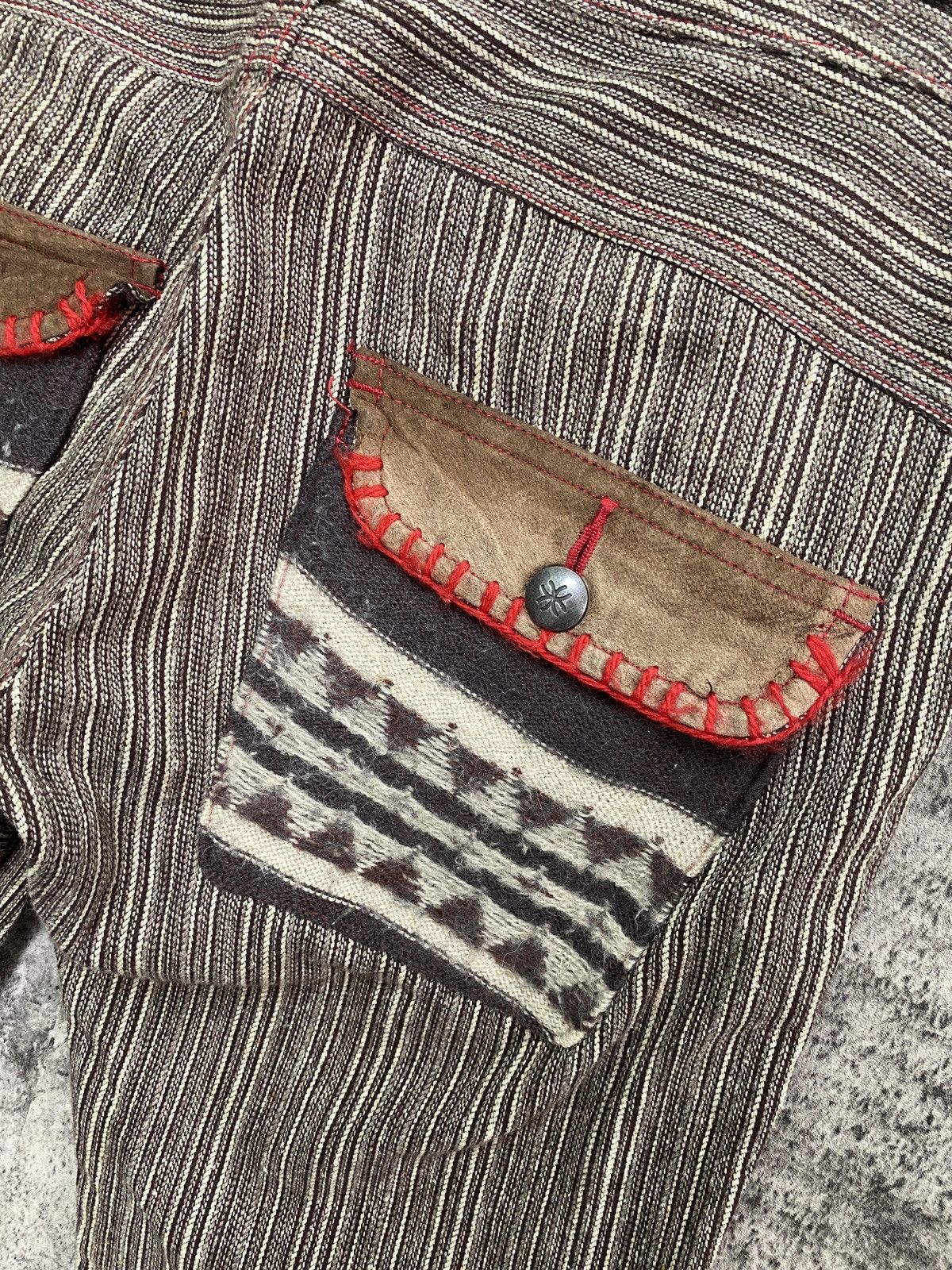 Designer × Japanese Brand × Vintage Vintage JEAN NASSAUS Striped Flared Leather Pocket Pant Size US 30 / EU 46 - 14 Thumbnail