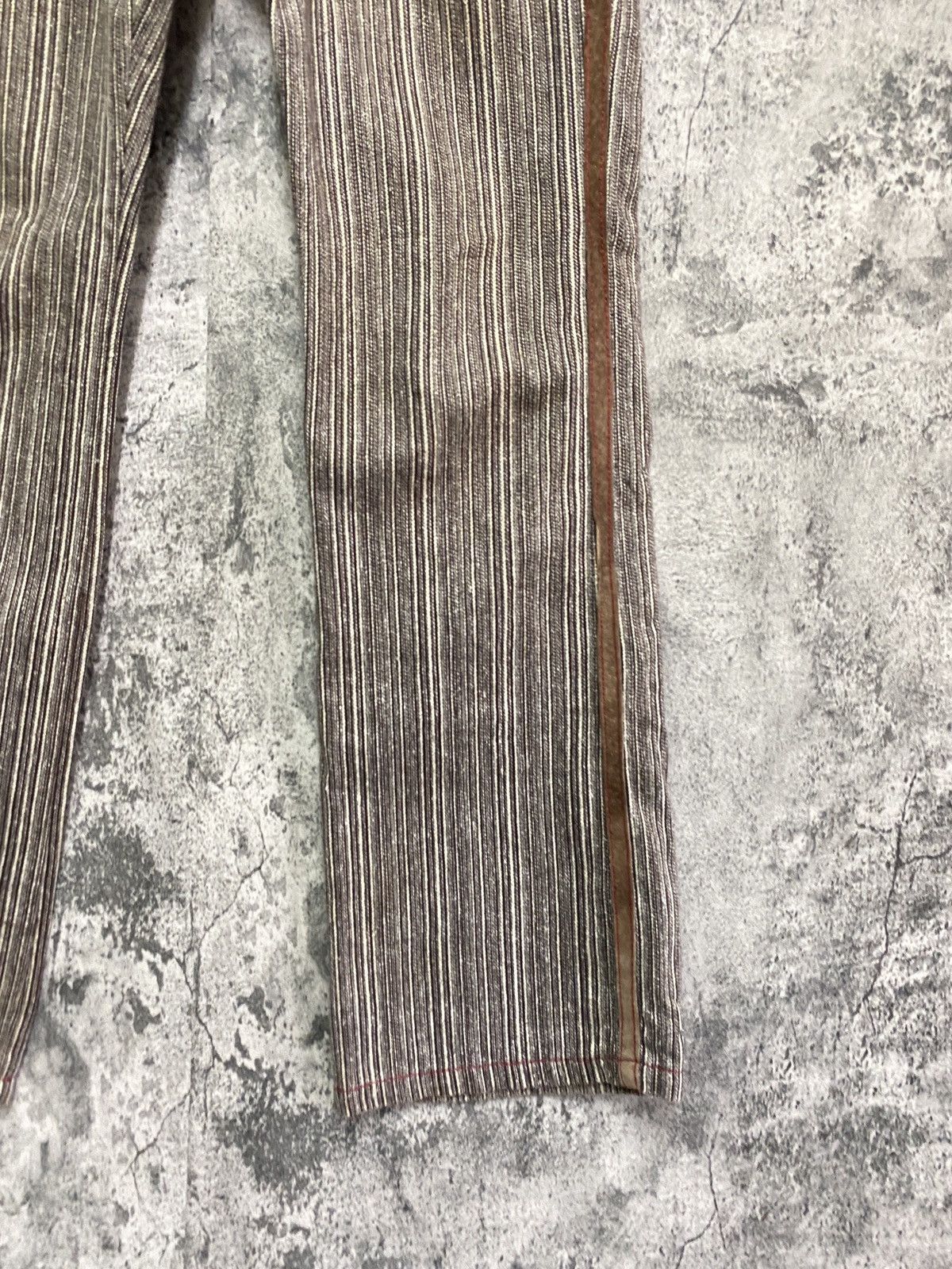 Designer × Japanese Brand × Vintage Vintage JEAN NASSAUS Striped Flared Leather Pocket Pant Size US 30 / EU 46 - 6 Thumbnail