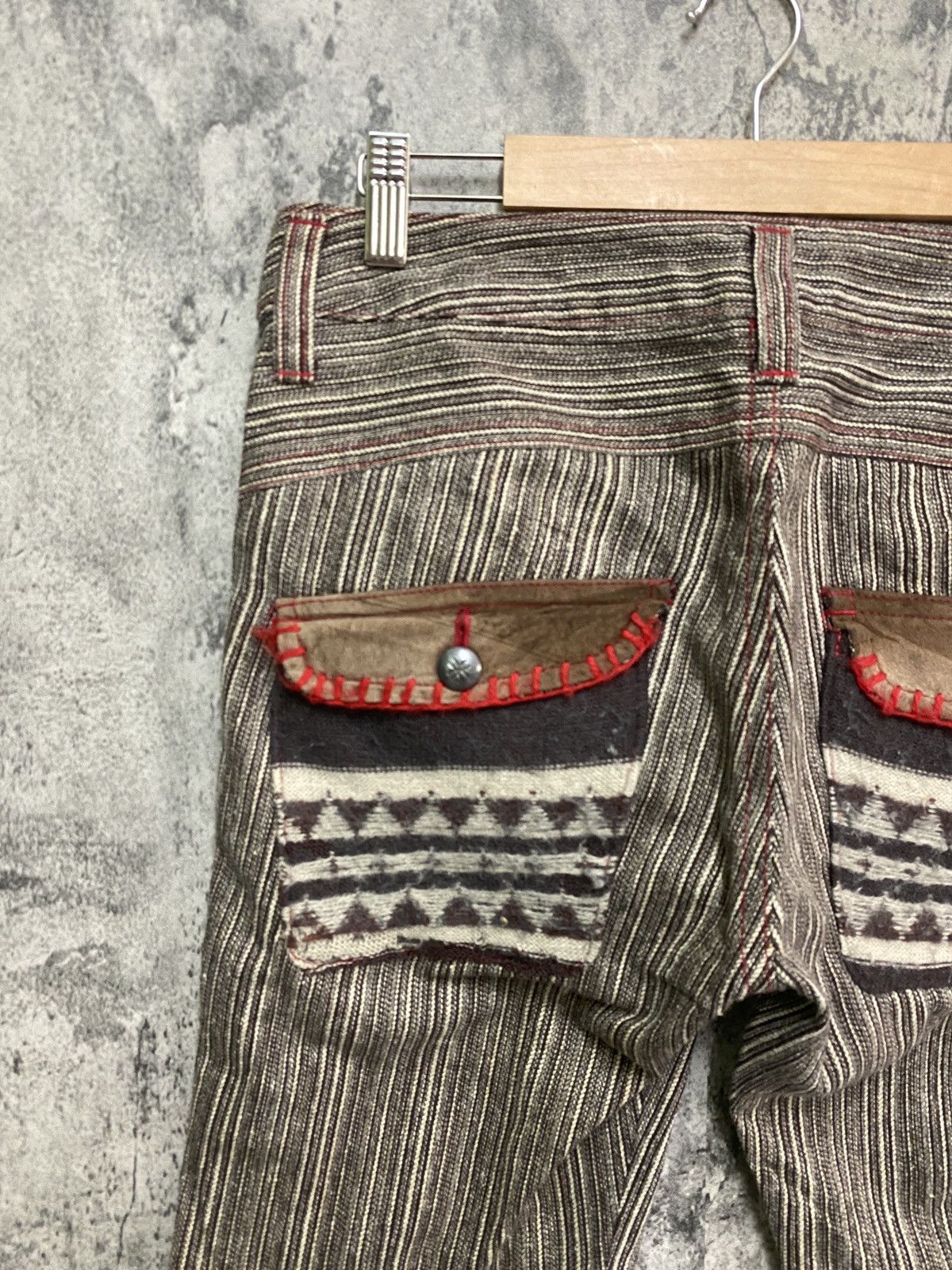 Designer × Japanese Brand × Vintage Vintage JEAN NASSAUS Striped Flared Leather Pocket Pant Size US 30 / EU 46 - 10 Thumbnail