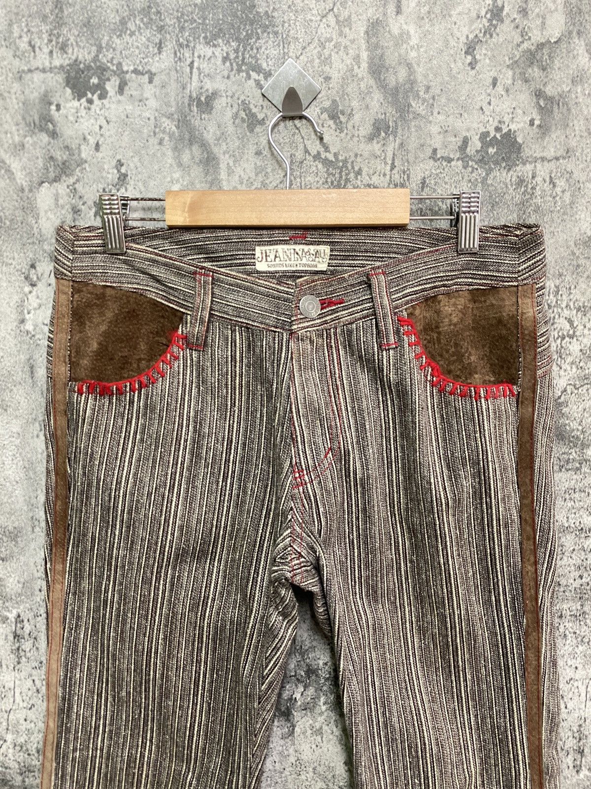 Designer × Japanese Brand × Vintage Vintage JEAN NASSAUS Striped Flared Leather Pocket Pant Size US 30 / EU 46 - 3 Thumbnail