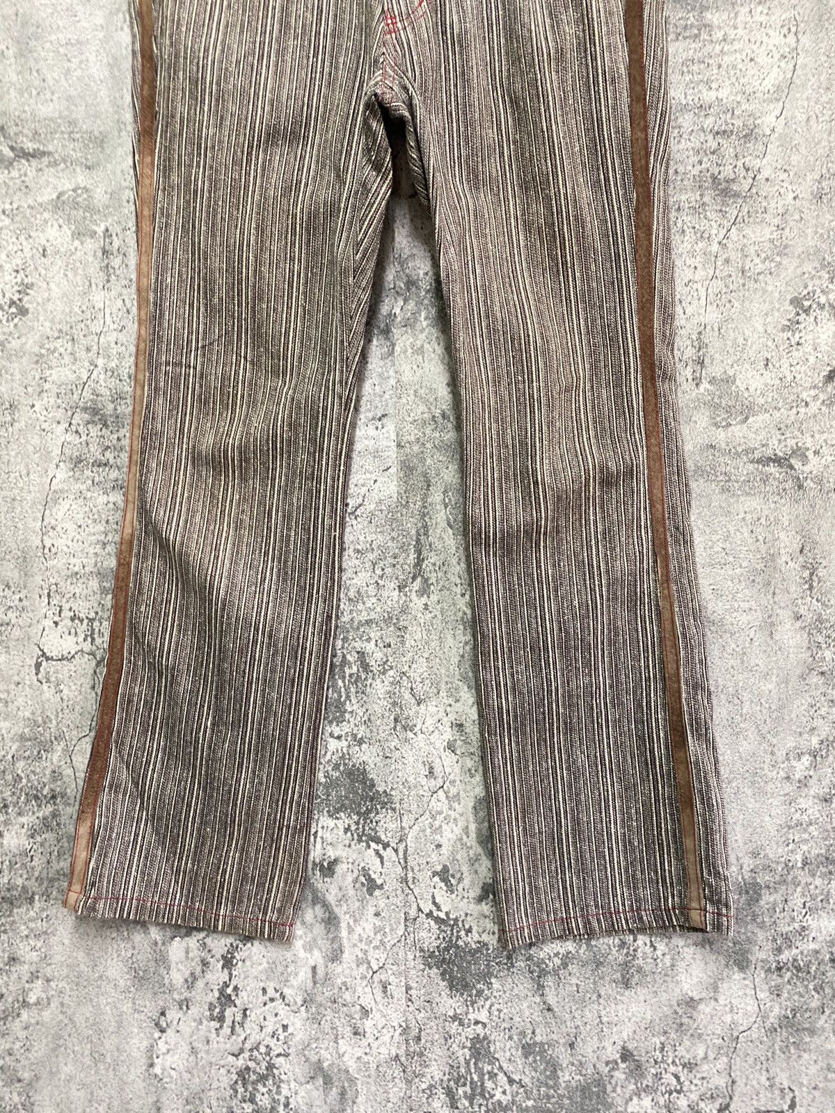 Designer × Japanese Brand × Vintage Vintage JEAN NASSAUS Striped Flared Leather Pocket Pant Size US 30 / EU 46 - 7 Thumbnail