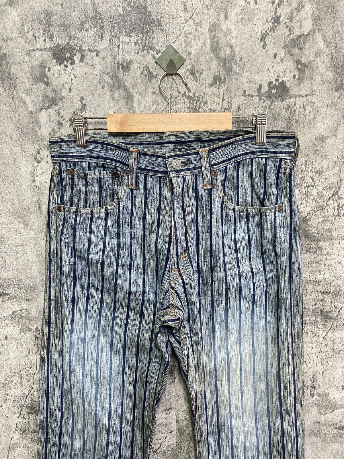 Designer × Japanese Brand × Vintage Vintage BLUE WAY Striped Blue Faded Denim Size US 30 / EU 46 - 3 Thumbnail