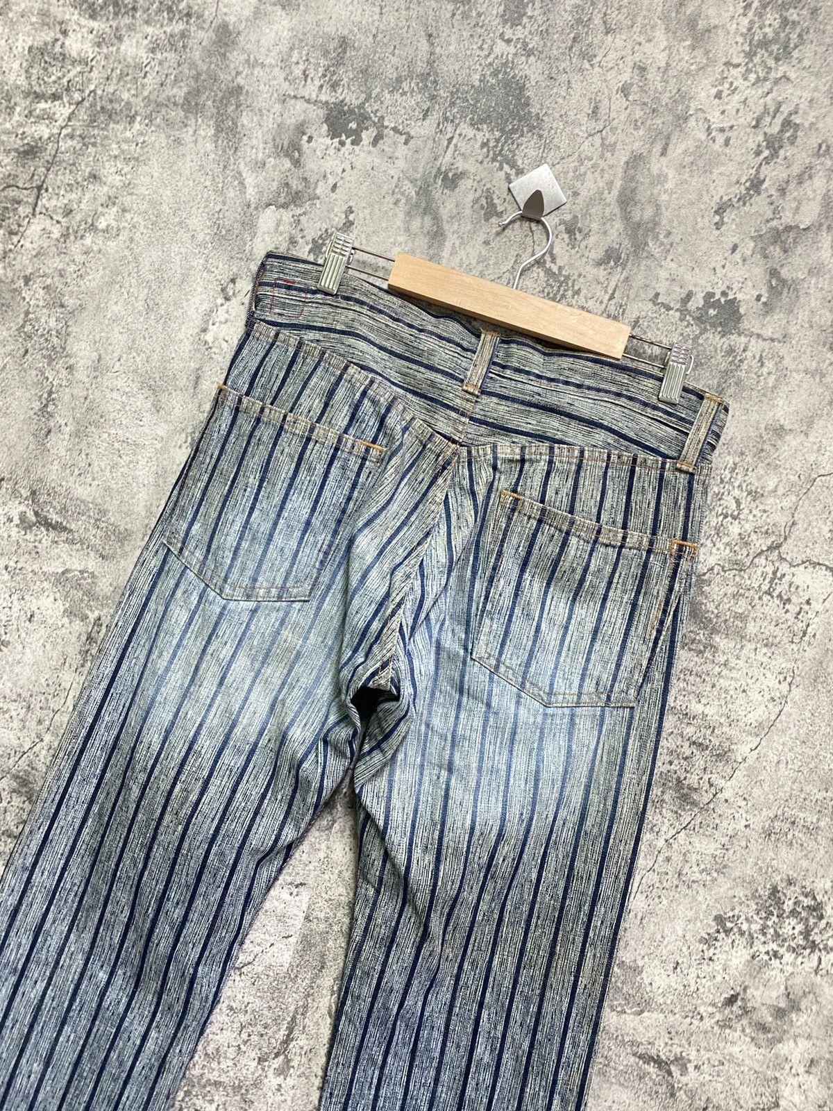 Designer × Japanese Brand × Vintage Vintage BLUE WAY Striped Blue Faded Denim Size US 30 / EU 46 - 12 Thumbnail