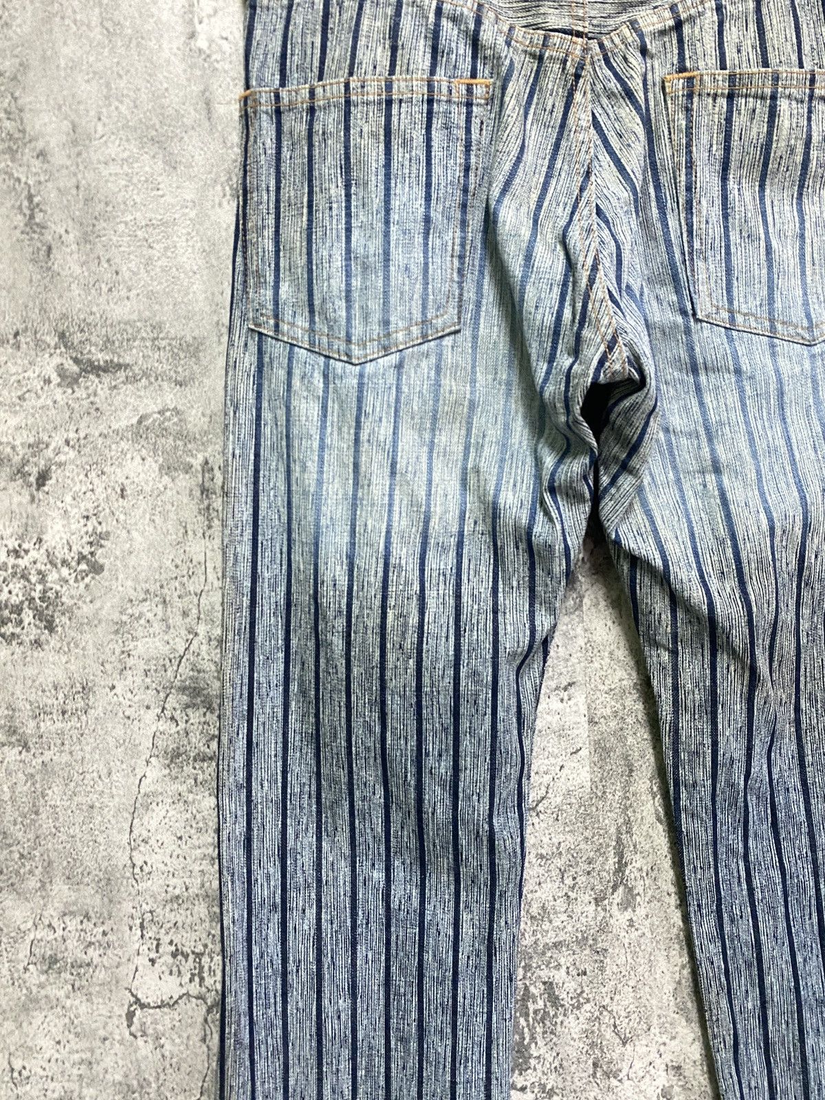 Designer × Japanese Brand × Vintage Vintage BLUE WAY Striped Blue Faded Denim Size US 30 / EU 46 - 10 Thumbnail