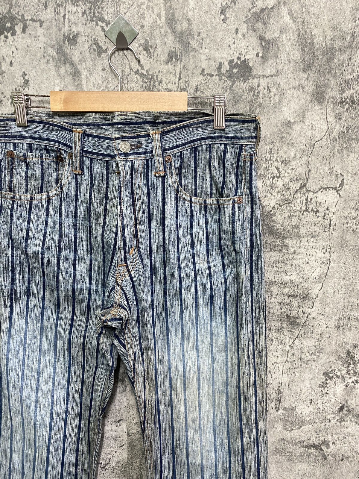 Designer × Japanese Brand × Vintage Vintage BLUE WAY Striped Blue Faded Denim Size US 30 / EU 46 - 6 Thumbnail