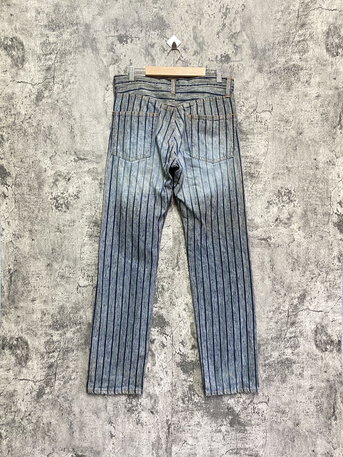 Designer × Japanese Brand × Vintage Vintage BLUE WAY Striped Blue Faded Denim Size US 30 / EU 46 - 2 Thumbnail