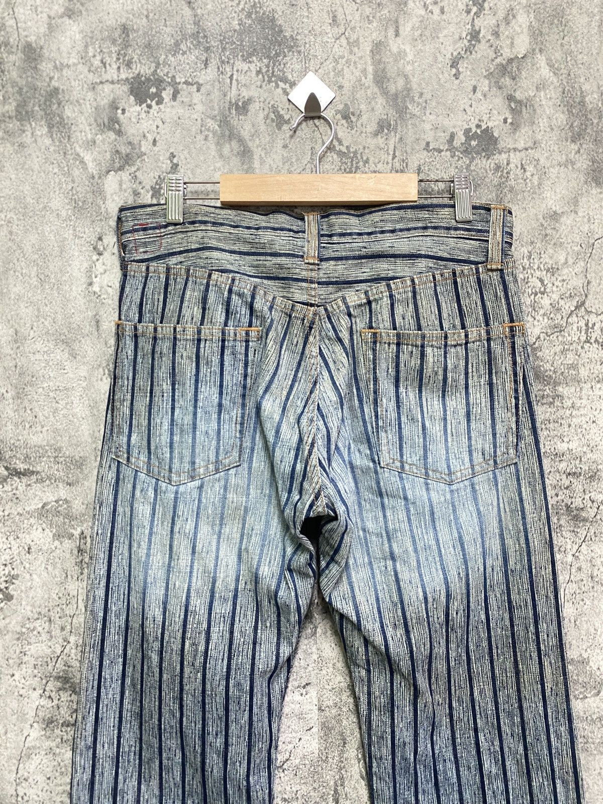 Designer × Japanese Brand × Vintage Vintage BLUE WAY Striped Blue Faded Denim Size US 30 / EU 46 - 8 Thumbnail