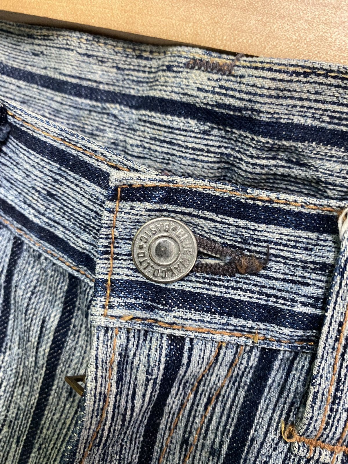 Designer × Japanese Brand × Vintage Vintage BLUE WAY Striped Blue Faded Denim Size US 30 / EU 46 - 7 Thumbnail