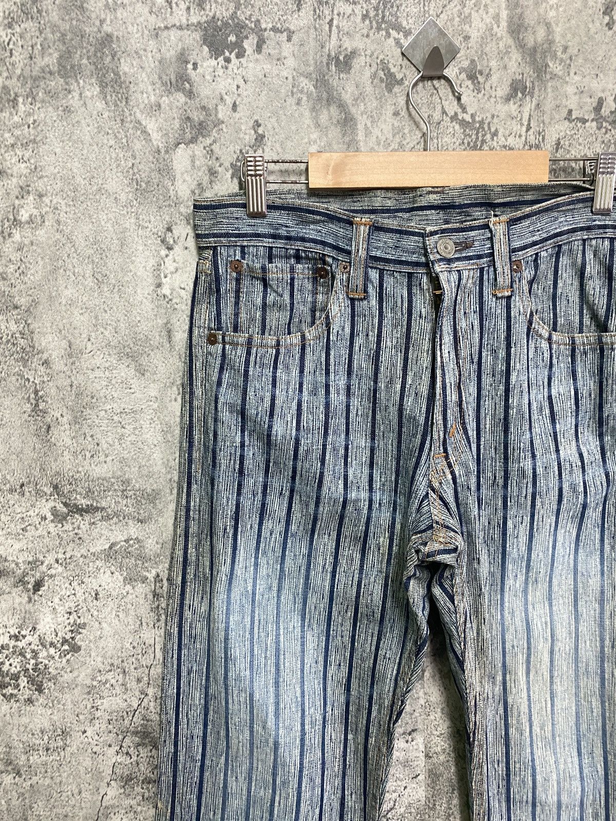 Designer × Japanese Brand × Vintage Vintage BLUE WAY Striped Blue Faded Denim Size US 30 / EU 46 - 5 Thumbnail