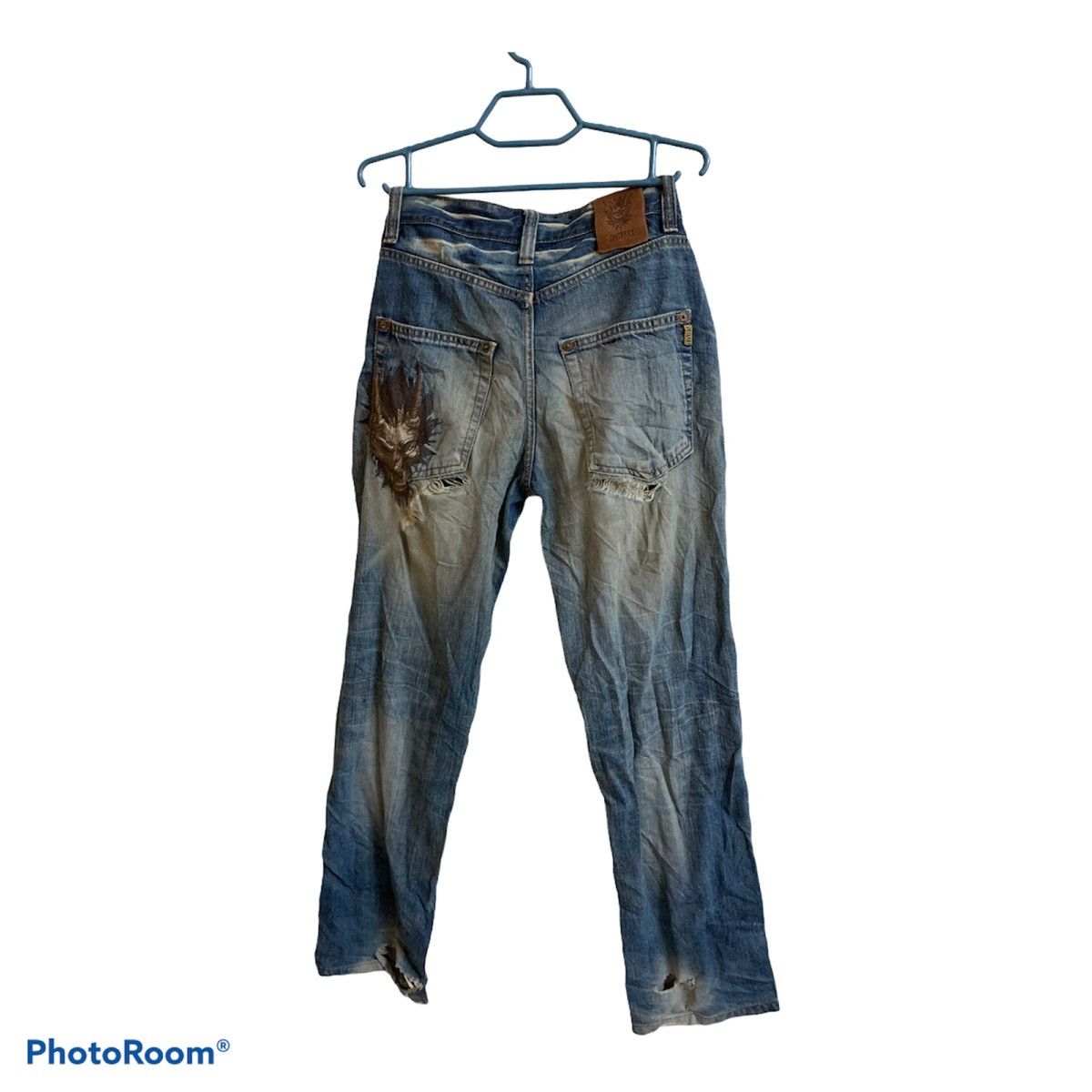 Japanese Brand Sukajan Dragon Elements Sun Faded Jeans Size US 30 / EU 46 - 2 Thumbnail