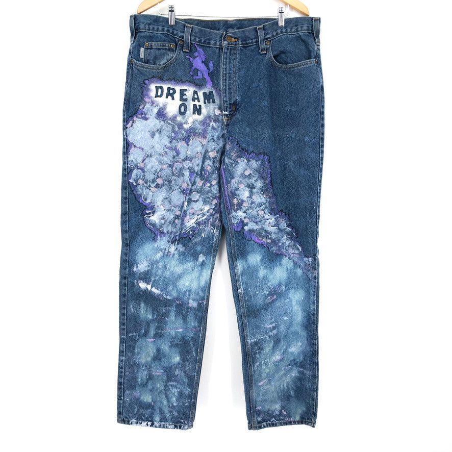 Carhartt × Carhartt Wip Carhartt "Dream On" Custom Paint Dye Dungaree Denim Jeans Size US 40 / EU 56 - 1 Thumbnail