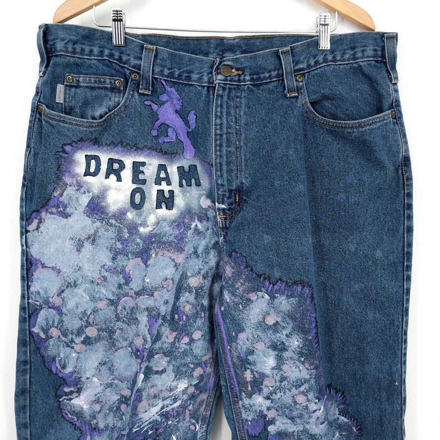 Carhartt × Carhartt Wip Carhartt "Dream On" Custom Paint Dye Dungaree Denim Jeans Size US 40 / EU 56 - 2 Thumbnail